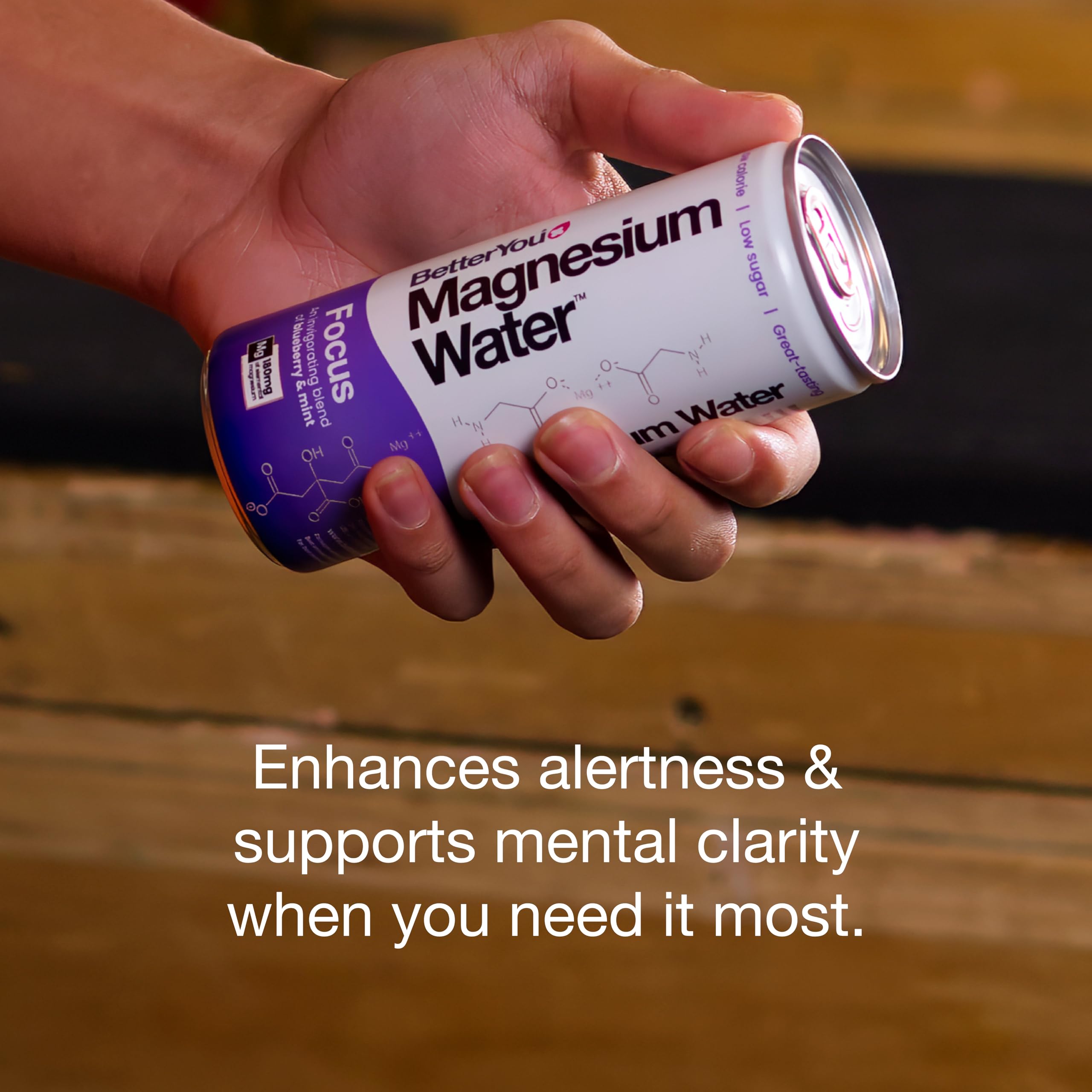 BetterYou Magnesium Water Focus - 12 Pack of 250ml Bottles | Natural Stress Relief & Mental Clarity Supplement | Perfect for Work, Study & Active Lifestyles