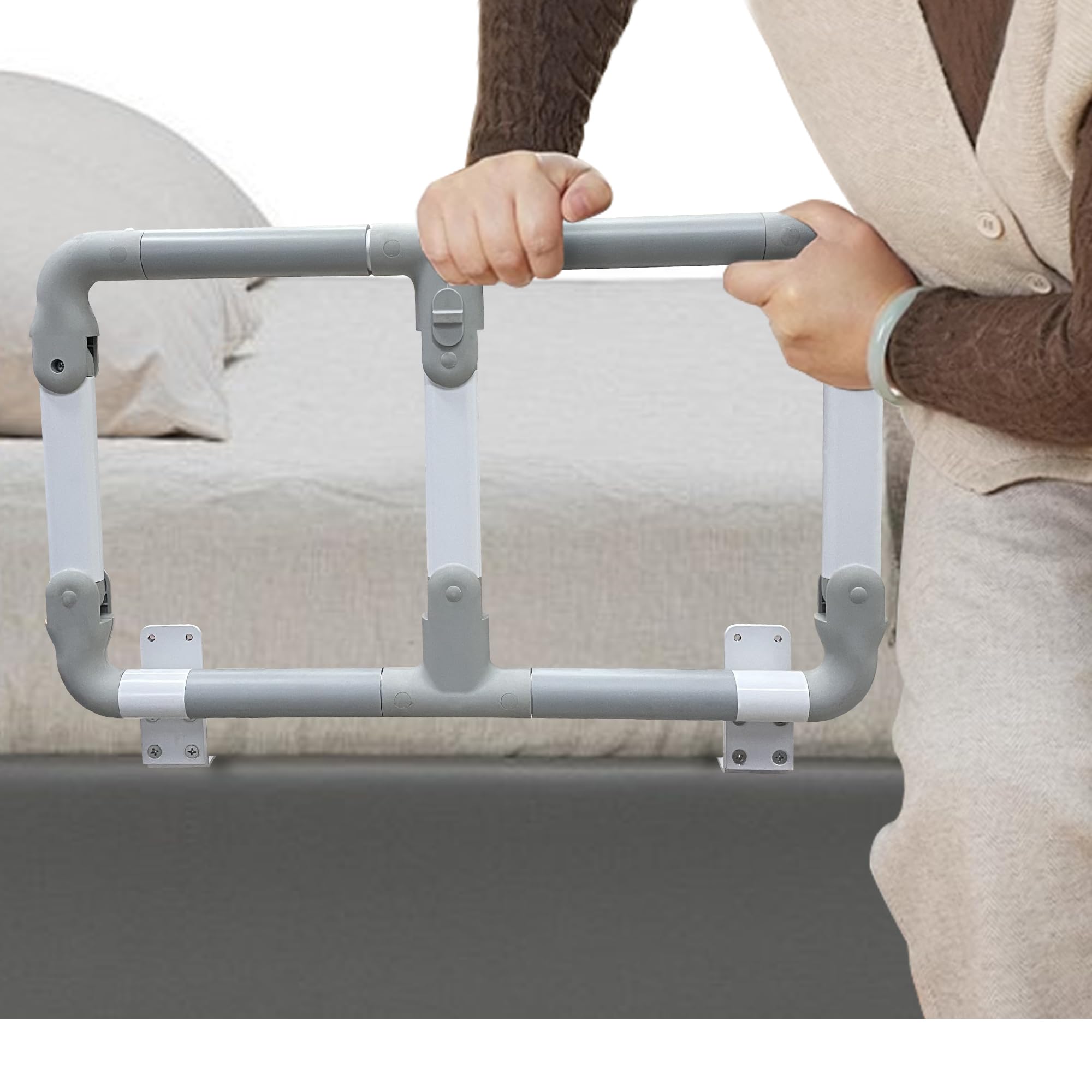 Adjustable Folding Bed Rails for Elderly & Seniors - Safety Assist Rail with Height Adjustment for Easy Bed Entry/Exit - Universal Fit for King, Queen, Full & Twin Size Beds - Ideal for Home Care, Hospitals & Mobility Assistance
