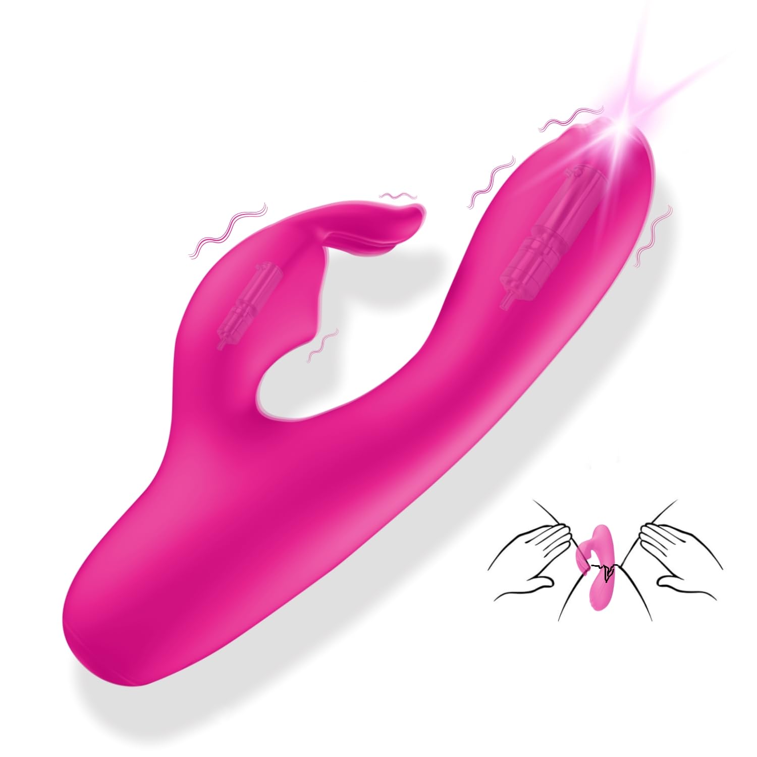 Rabbit Vibrator for Women - Dual Stimulation Clitoral & G-Spot Vibrator, Waterproof Rechargeable Silicone Adult Toy - Perfect for Solo Play & Couples Intimacy (Red)