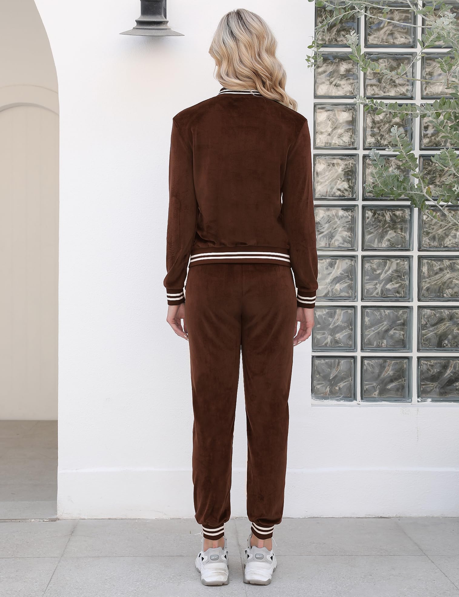 Totatuit Women's 2-Piece Velour Tracksuit Set - Long Sleeve Zip Up Hoodie & Jogger Pants with Pockets | Lounge Wear, Athleisure Outfit for Home, Gym & Running