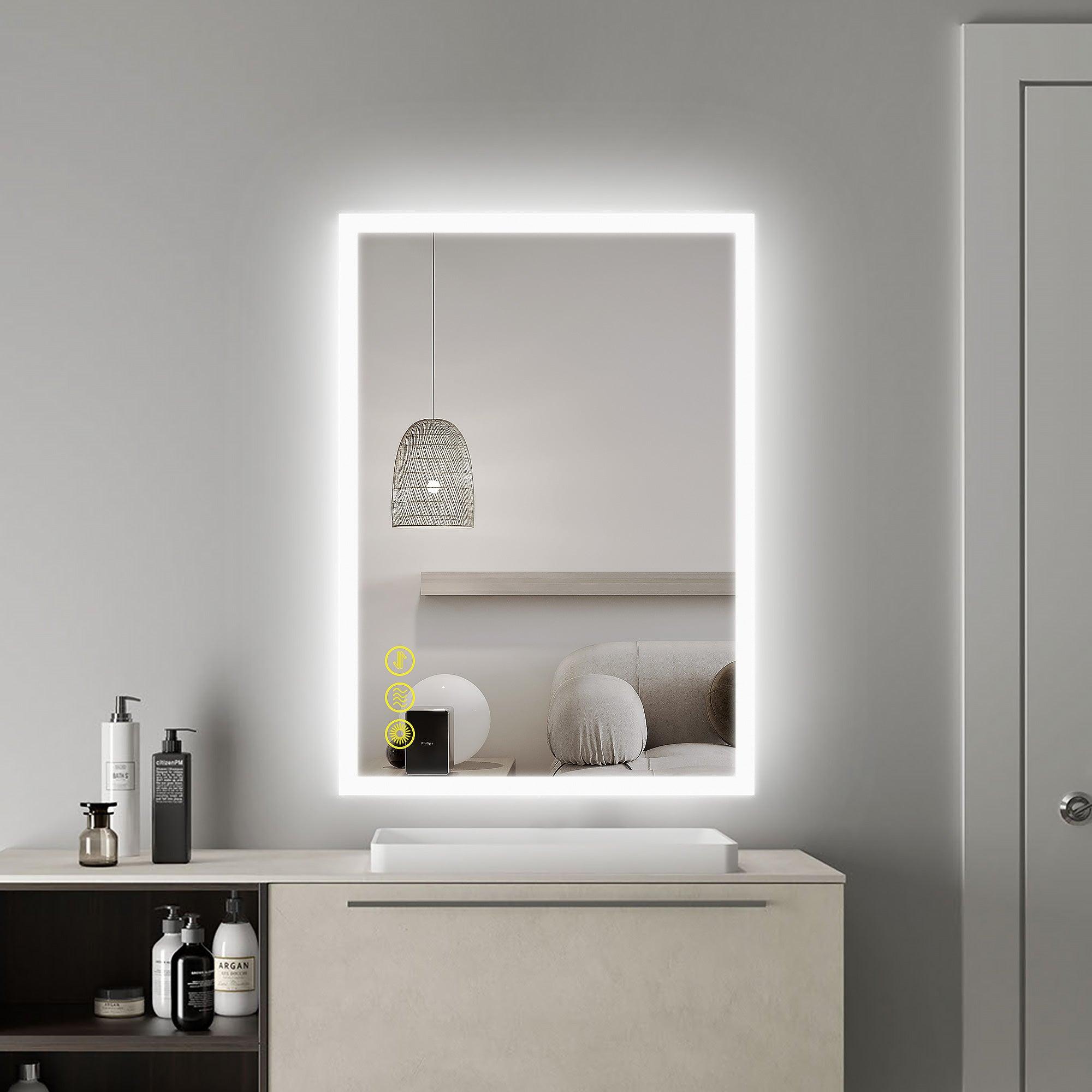 SmartGlow Dimmable LED Frameless Anti-Fog Bathroom Vanity Mirror with Touch Control - Perfect for Makeup, Shaving & Home Decor