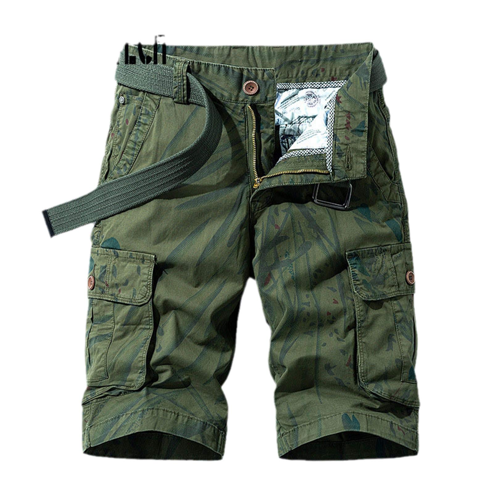 Men's Tactical Cargo Shorts - Camo Zipper Work Shorts for Summer & Outdoor Activities