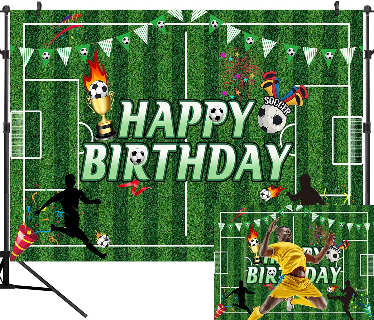 Premium 7x5FT Football Field Photography Backdrop - Green Grass Sports Stadium Scene for Birthday Parties, Game Decor, Photo Studio Props, Cake Table Decor - Perfect for Boys, Kids & Adults (DLA147B)