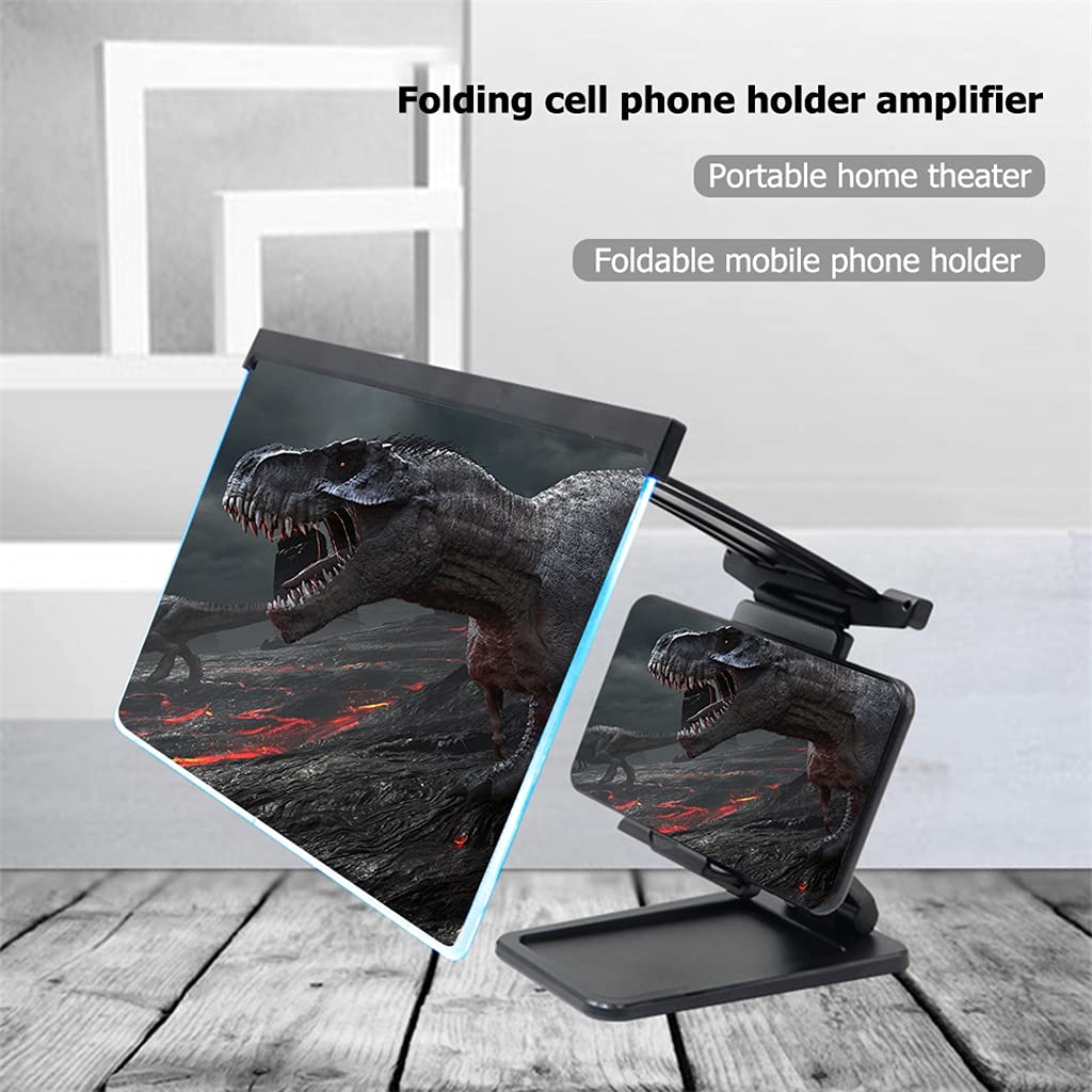 8 Inch 3D HD Video Folding Screen Magnifier - Eye Protection Phone Stand with Adjustable Angle for iPhone, Samsung & Smartphones - Perfect for Watching Movies, Gaming & Video Calls