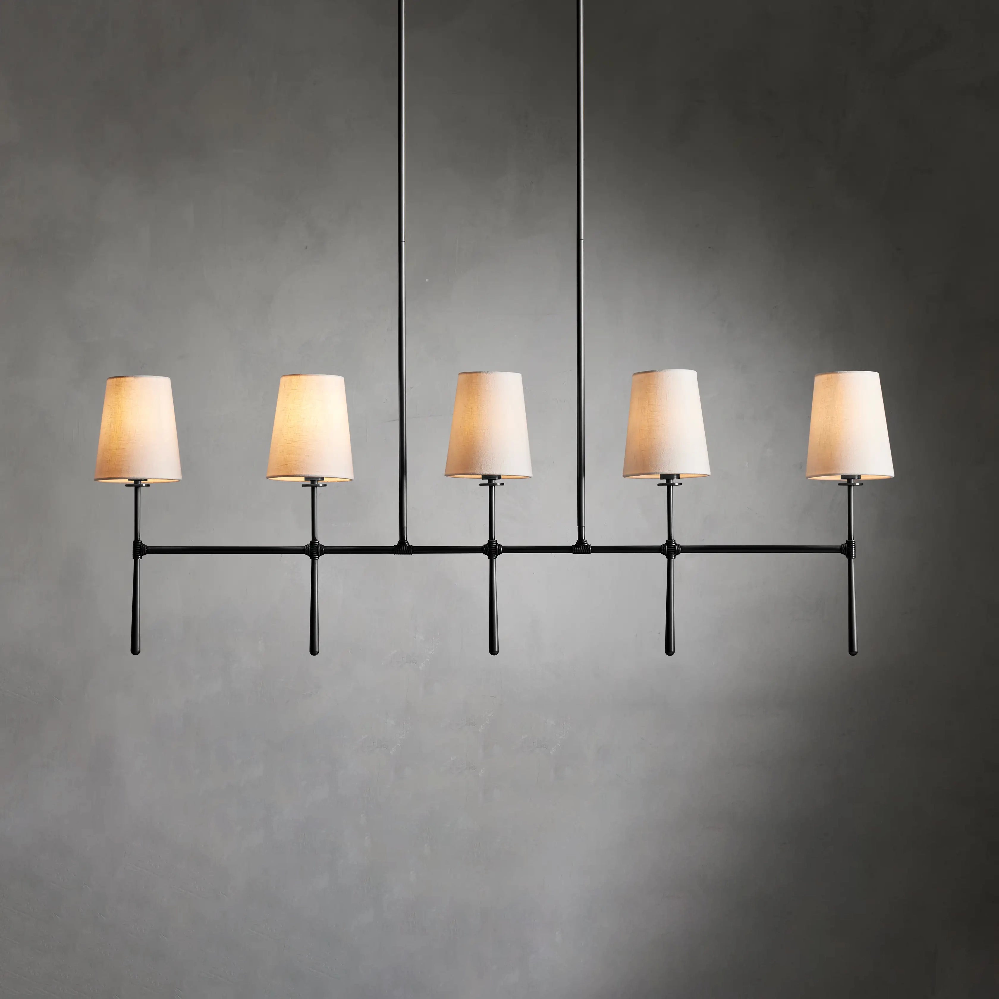 Modern Rhodes Linear Chandelier - Sleek 6-Light LED Pendant Lighting Fixture for Dining Room, Kitchen Island & Contemporary Home Decor | Dimmable, Gold Finish, Easy Installation