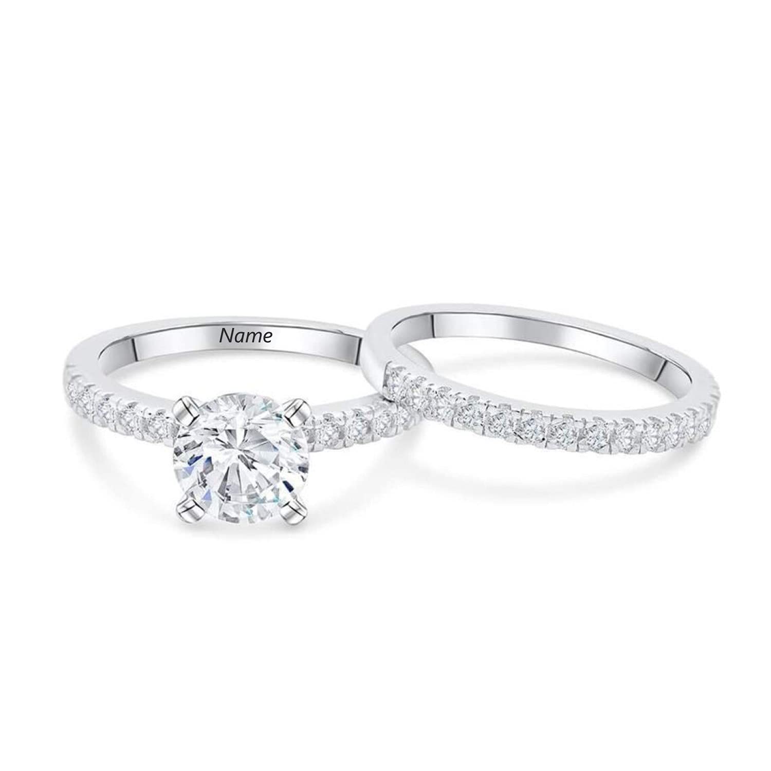 1-1/2 Carat (ctw) Moissanite Wedding Ring Sets for Women - 10K/14K/18K Real Gold Engagement Rings - Bridal Sets with Free Engraving (Size 5-11) - Perfect for Proposals, Anniversaries & Bridal Jewelry