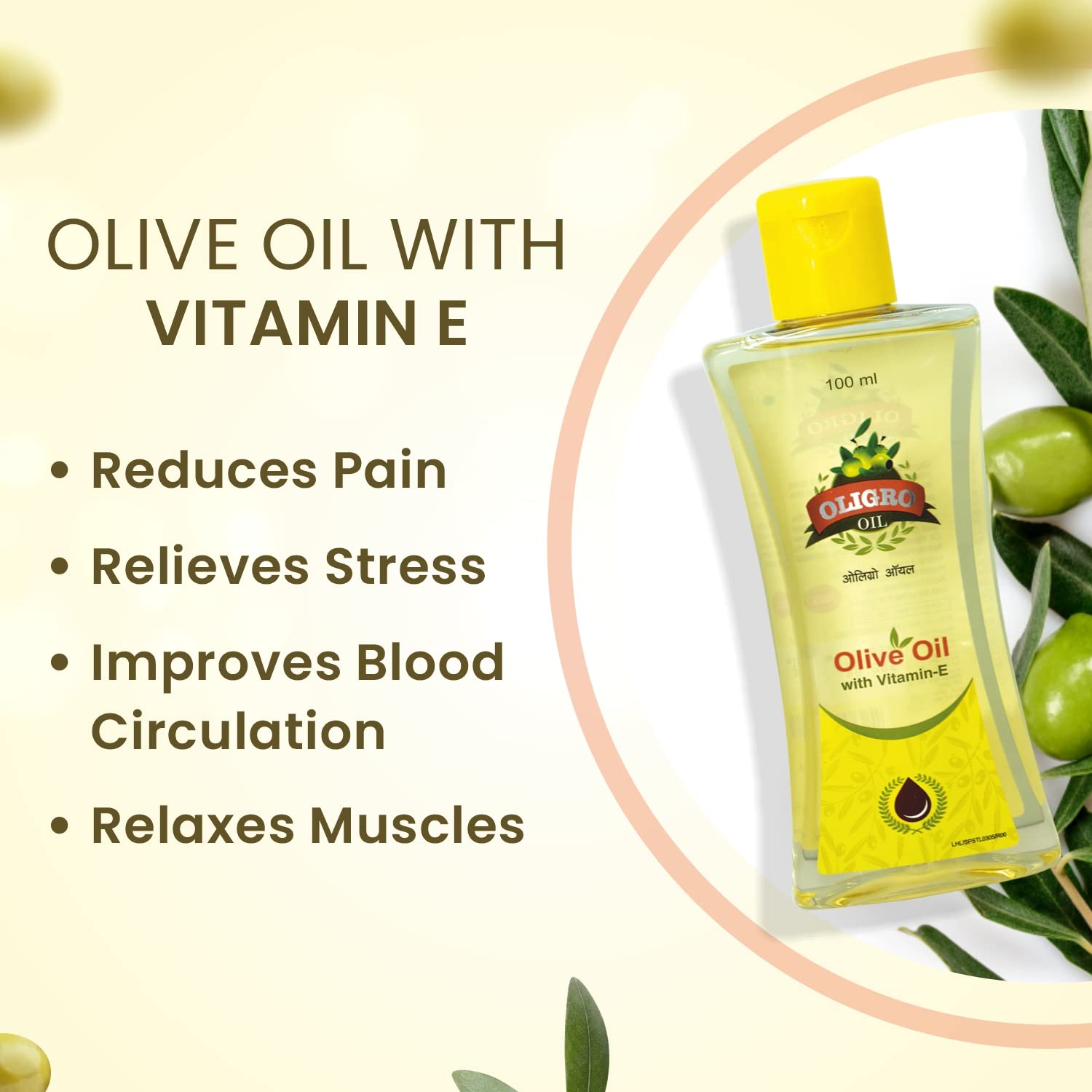 OLIGRO Leeford Body Massage Olive Oil - 2 Pack (100ml Each) with Vitamin E & Almond Oil for Skin Nourishment & Hair Care | Promotes Glowing Skin & Relaxation | Perfect for Spa, Massage & Home Beauty Treatments