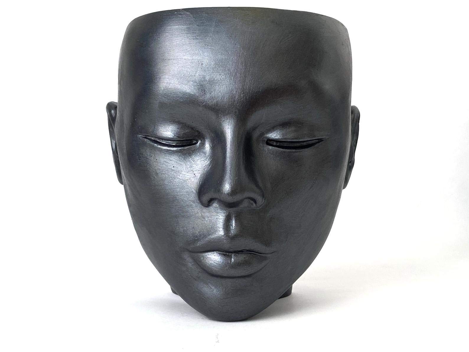 Graphite Metallic Head Planter Face - Modern Wall Hanging Table Vase for Home & Office Decor | Perfect for Succulents, Air Plants & Small Flowers