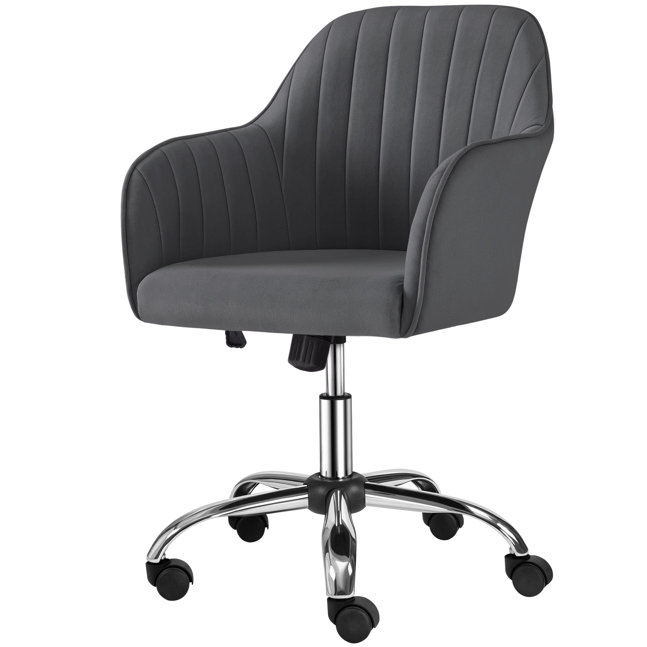 Topeakmart Adjustable Home Office Chair - Modern Mid Back Upholstered Desk Chair with Tufted Velvet Fabric, Swivel & Height Adjustable Task Chair for Computer Desk (Gray) - Perfect for Home Office, Gaming & Workspace Comfort