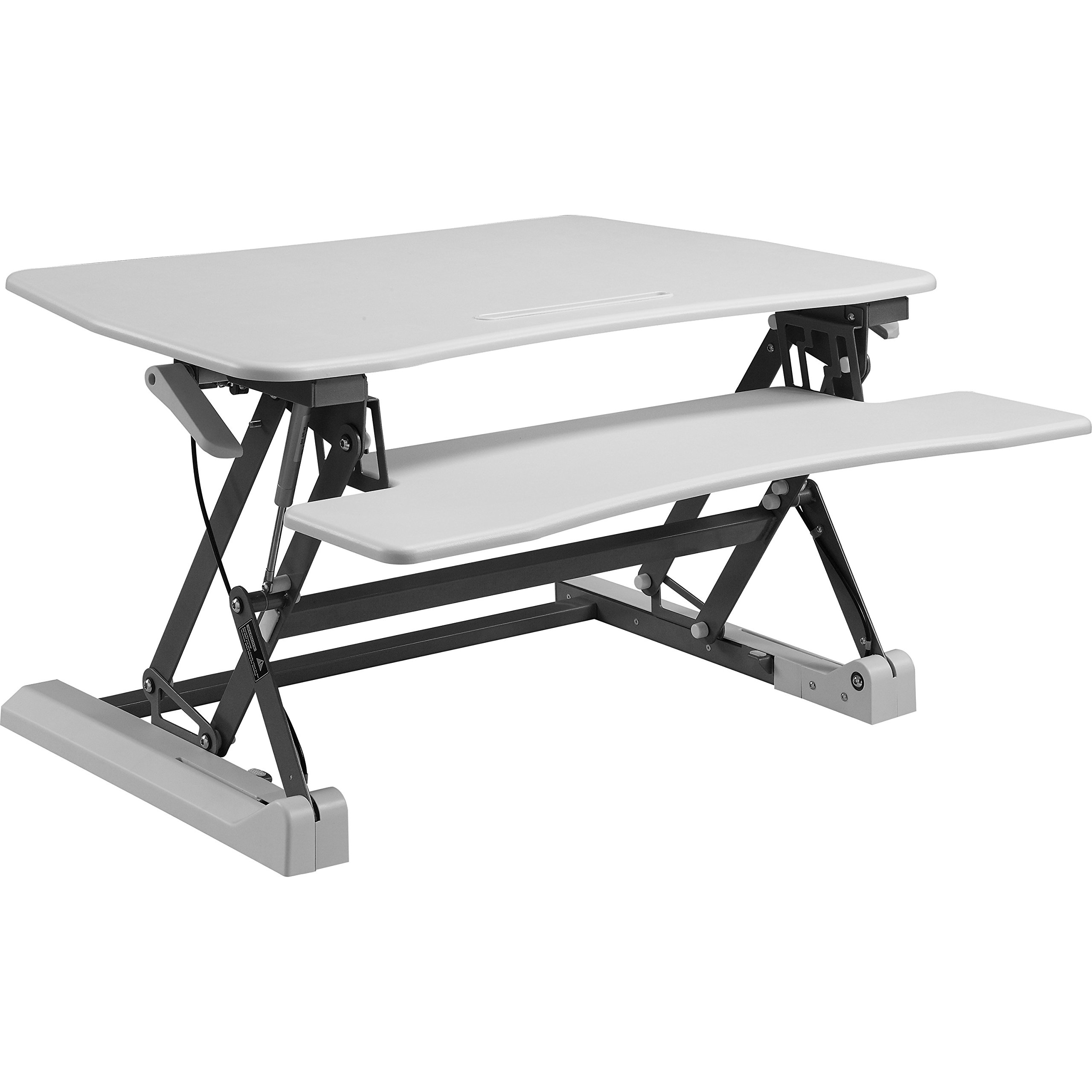 Lorell Adjustable Height Sit to Stand Desk Riser with Gas Lift Mechanism - White | Perfect for Home Office, Standing Desk Workstation & Ergonomic Workspace Setup