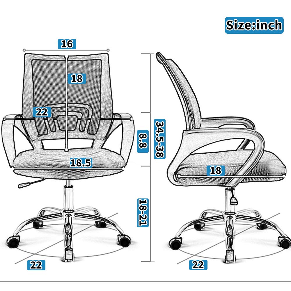 Ergonomic Office Chair with Lumbar Support & Adjustable Armrests - Swivel Rolling Mesh Computer Desk Chair for Home Office, 2 Pack - Perfect for Long Work Hours, Gaming, and Remote Work Setup