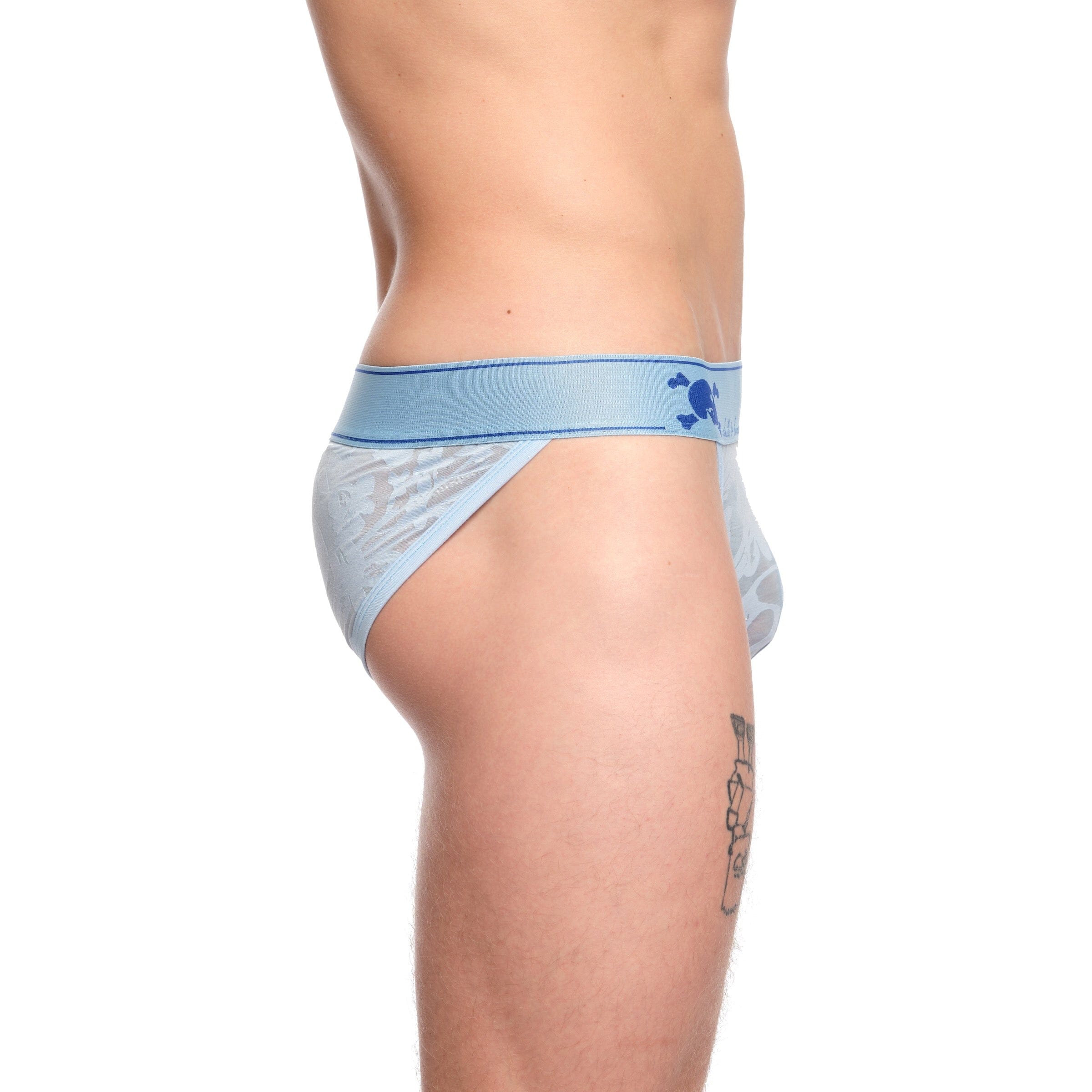 Dutch Floral Burnout Sport Briefs for Women - Comfortable Cotton Underwear for Yoga, Gym & Daily Wear - Sky Blue