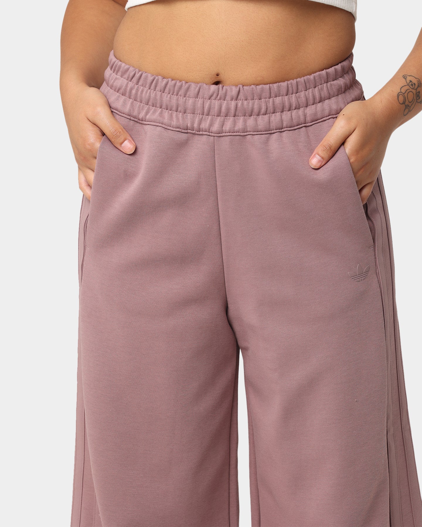 Adidas Women's Adicolor Contempo Chunky Stripes Trackpants - High Waisted Athletic Joggers for Running, Yoga & Lounge Wear - Wonder Oxide Color