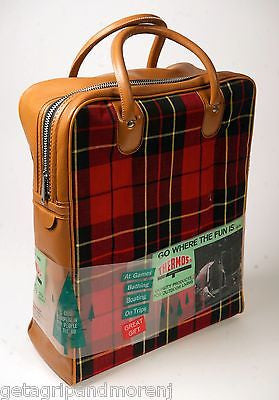 Genuine Thermos Sports Kit Plaid Tote with Two Insulated Bottles and Lunch Food Box - Perfect for Picnics, Hiking, and Outdoor Activities