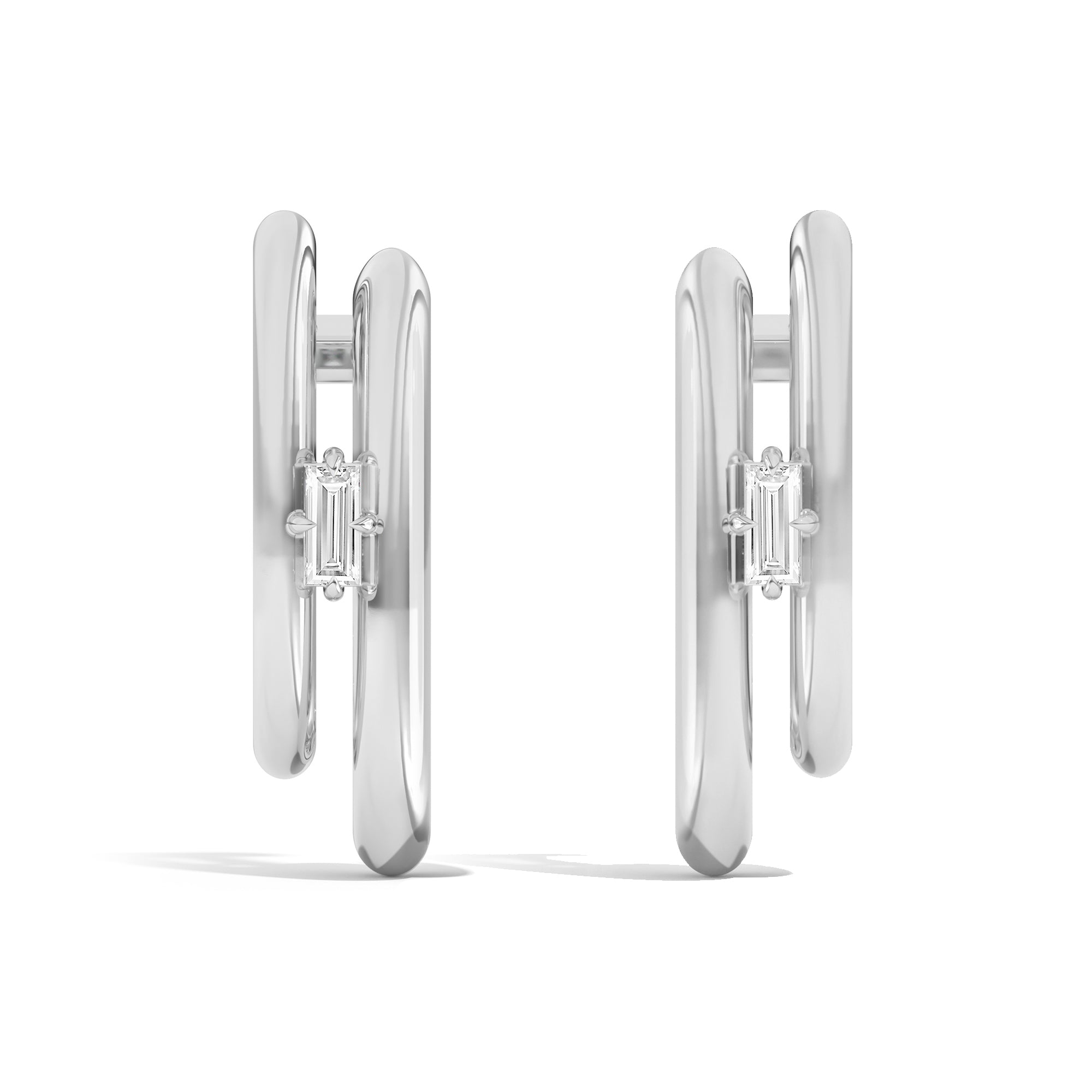 Elegant Double Cloud Earrings with Baguette Crystals - Perfect for Weddings, Parties & Everyday Glamour