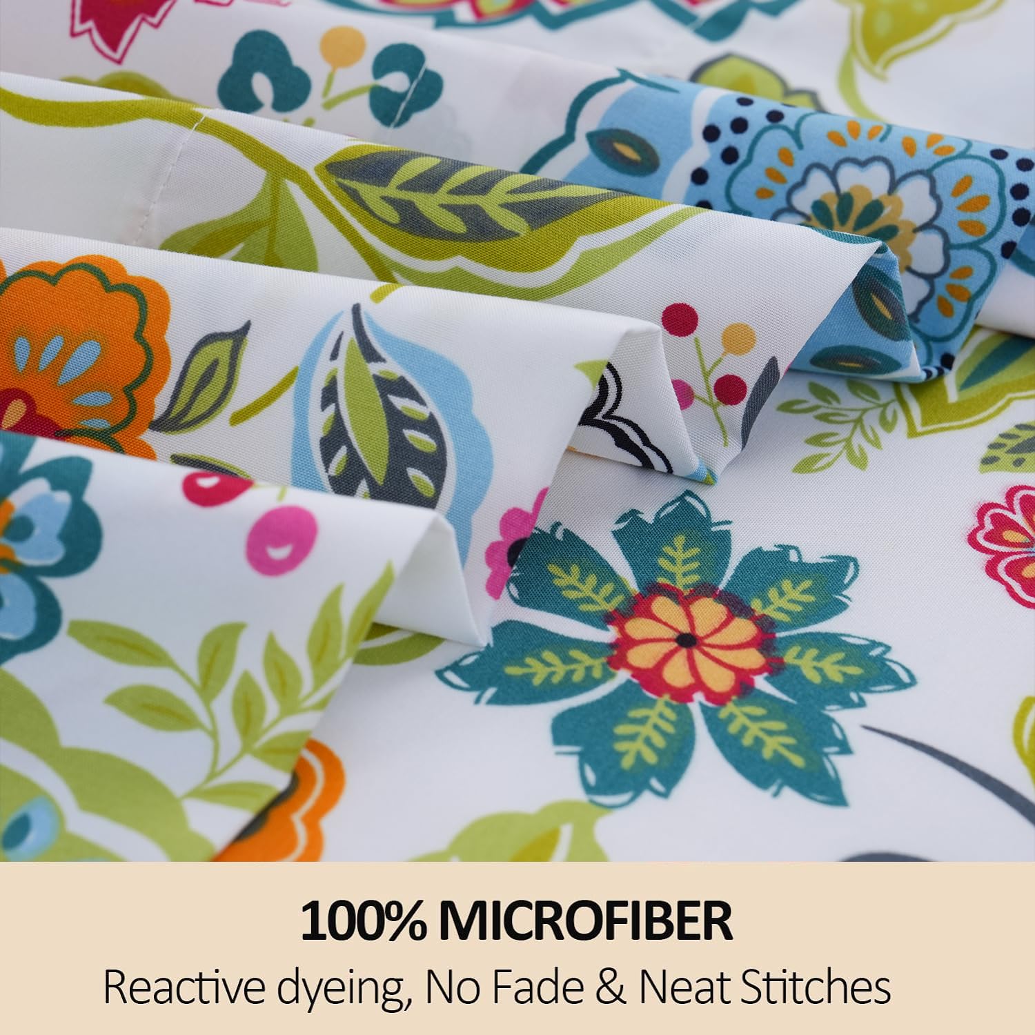 MEISHANG Queen Sheet Set - Floral Printed Ultra Soft Brushed Microfiber Bedding - Deep Pocket Fits Mattresses Up to 16