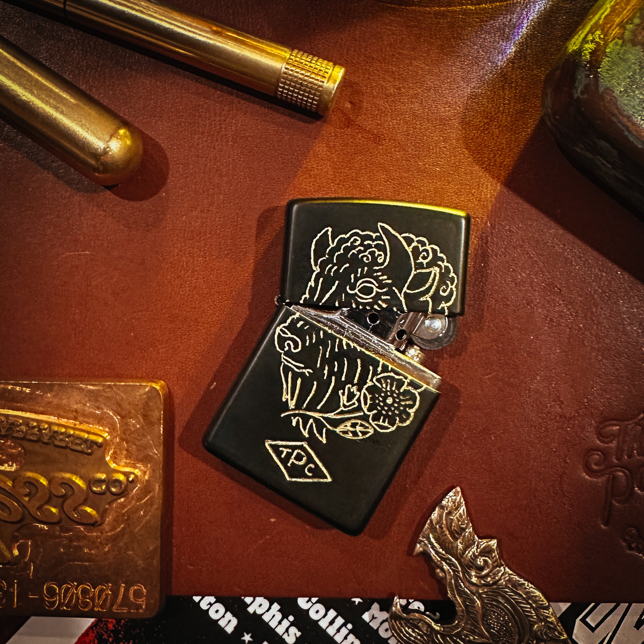 BROOKHAYL x POPULESS Limited Edition Hand Engraved Zippo Lighter 015 - Black Matte Finish | Perfect for Collectors, Gifts & Everyday Carry