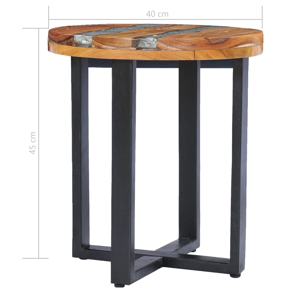 Handmade Solid Teak Wood Coffee Table with Polyresin - 15.7
