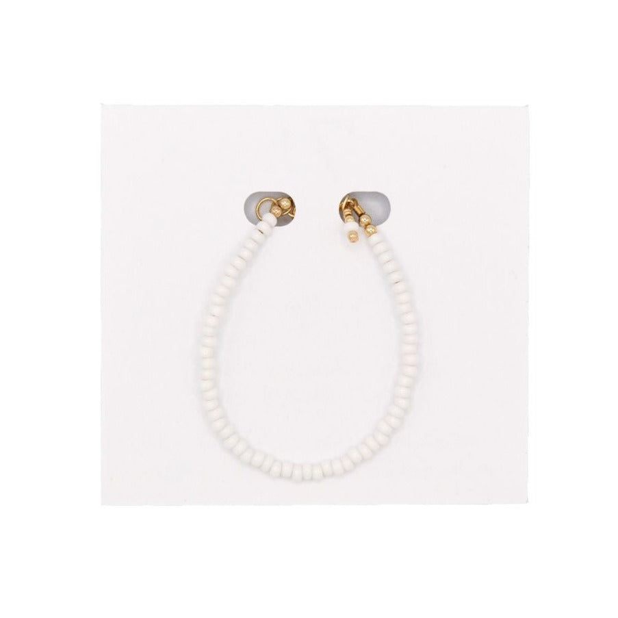 14K Gold Filled Bracelet - Mini Opaque White Beaded Bangle for Women | Elegant Everyday Jewelry for Casual & Formal Occasions