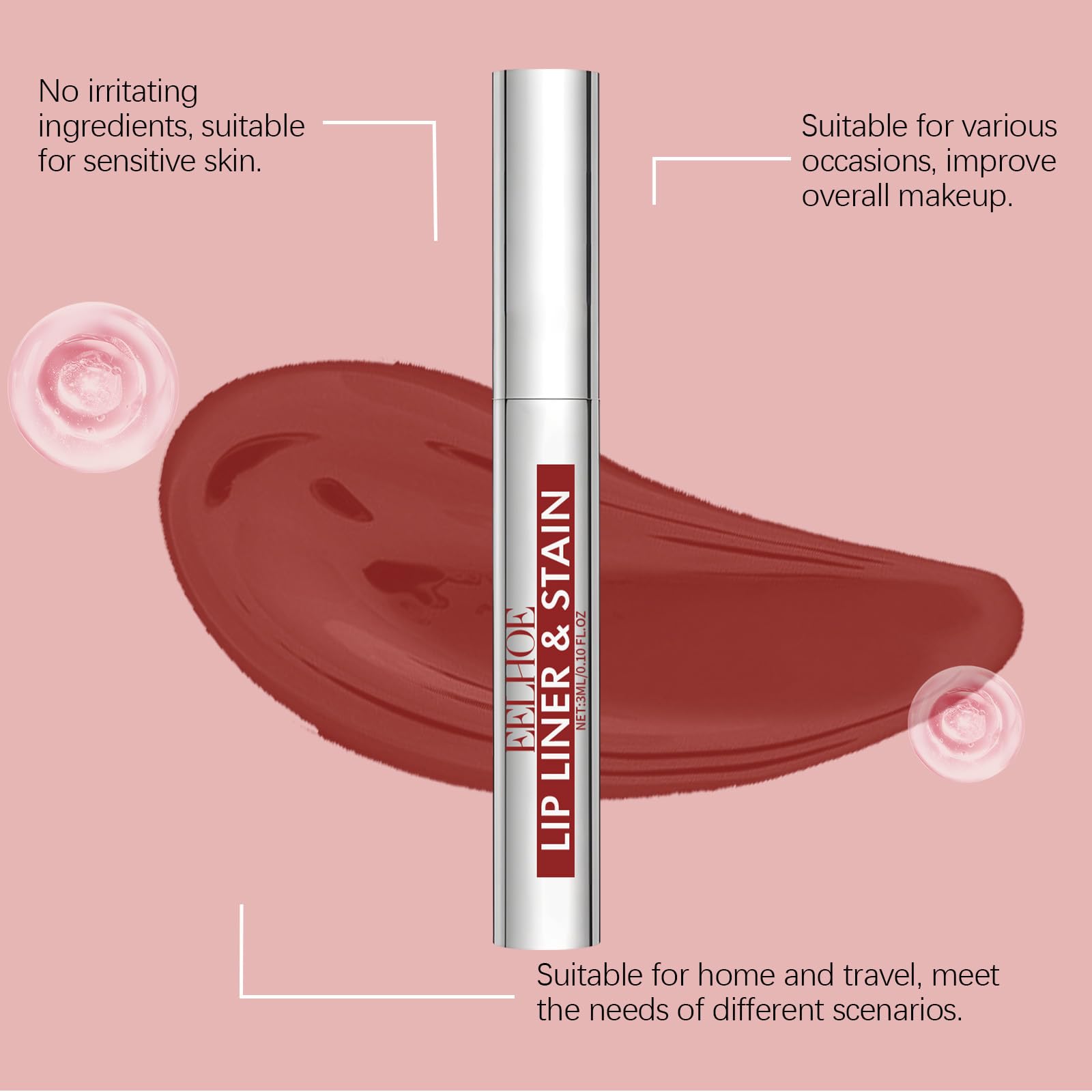 Sitovely 3PCS Long-Lasting Peel Off Lip Liner Stain Set - Matte Brown Lip Tint, Waterproof Lip Crayon for All-Day Wear (Shades C & M) | Perfect for Parties, Date Nights & Bold Makeup Looks