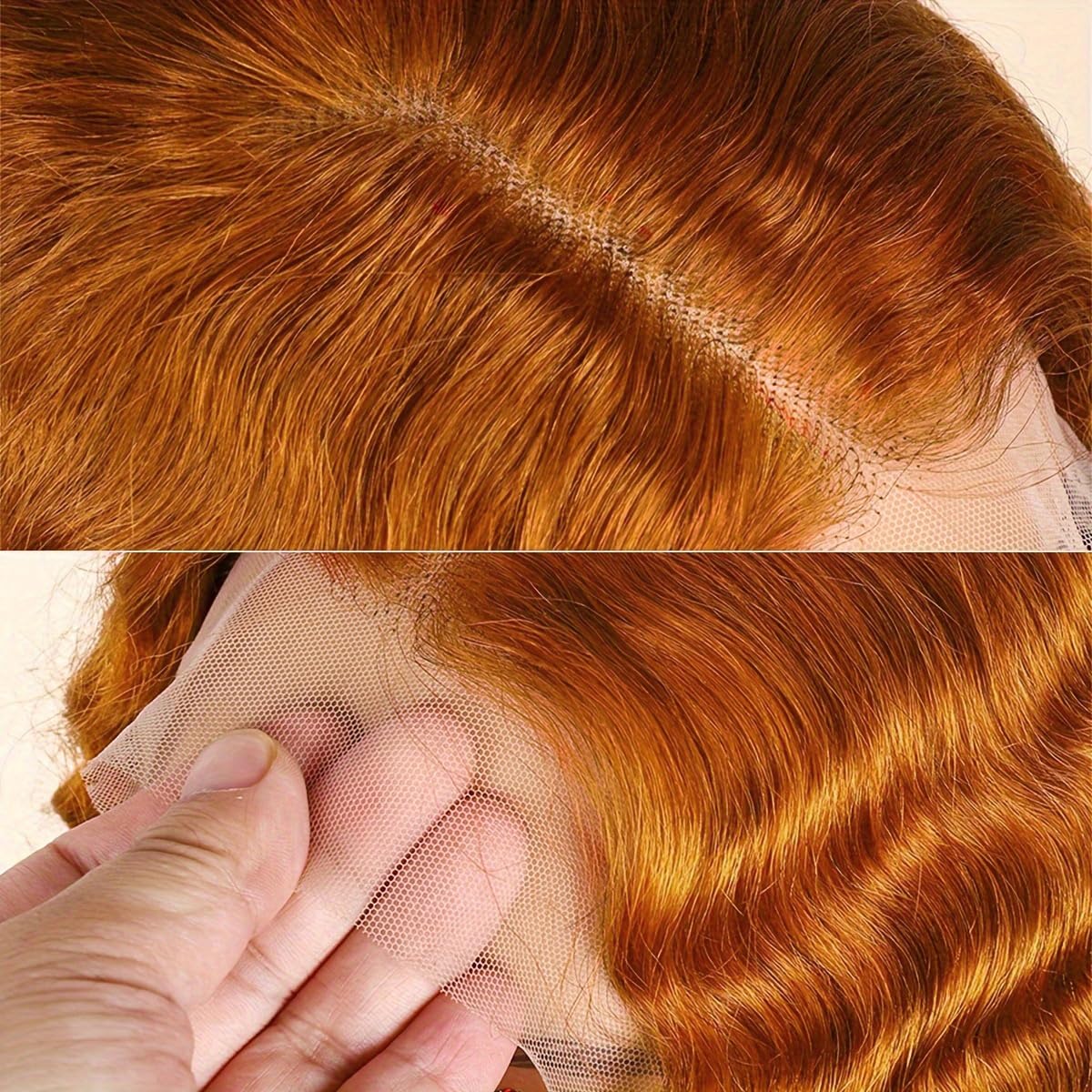 QNQZ 26 Inch Ginger Deep Wave Human Hair Wig with 13x4 HD Lace Frontal - Pre Plucked, Baby Hair, 180% Density - Perfect for Daily Wear, Cosplay & Special Occasions
