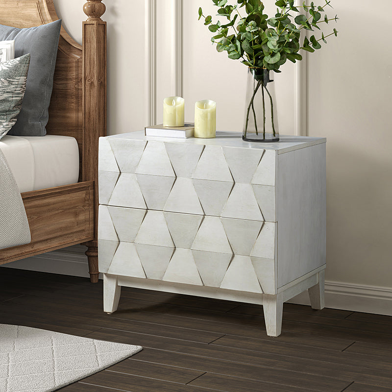 2-Drawer Nightstand with Built-in USB Outlets - Modern Bedside Table for Charging Devices, Perfect for Bedroom, Living Room, or Office
