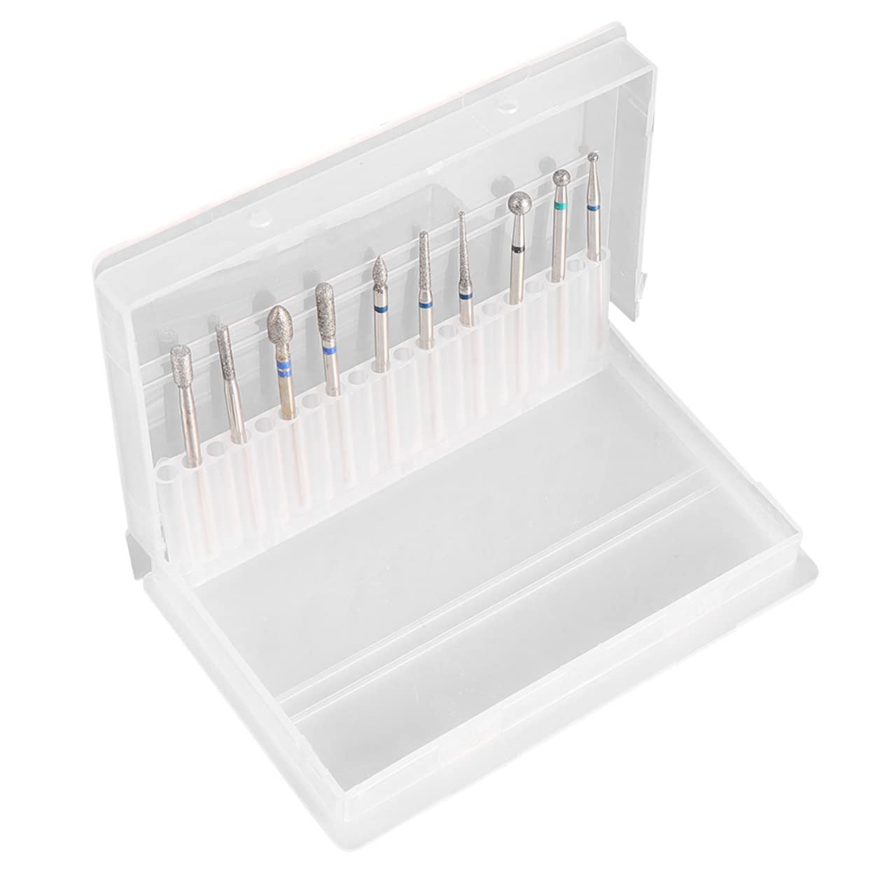 FOMIYES 4pcs Nail Drill Bits Storage Box - Manicure Grinding Head Organizer for Russian Manicure | Plastic Display Case for Nail Salon & Home Use