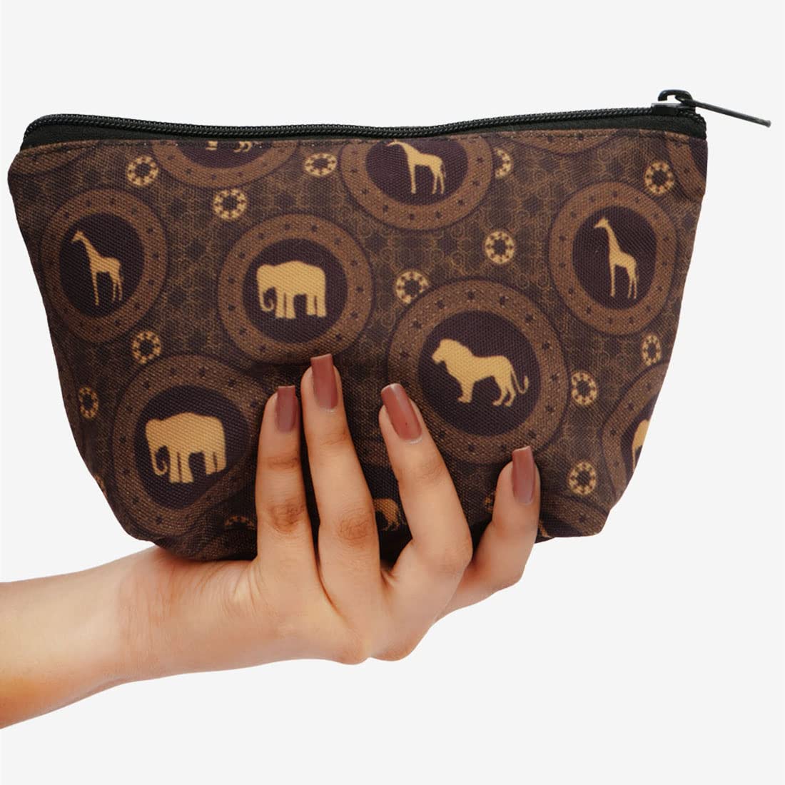 Crazyify Printed Makeup Pouch Set of 2 - Waterproof Cosmetic Bag, Travel Toiletry Organizer for Women | Perfect for Gym, Vacation & Daily Essentials Storage