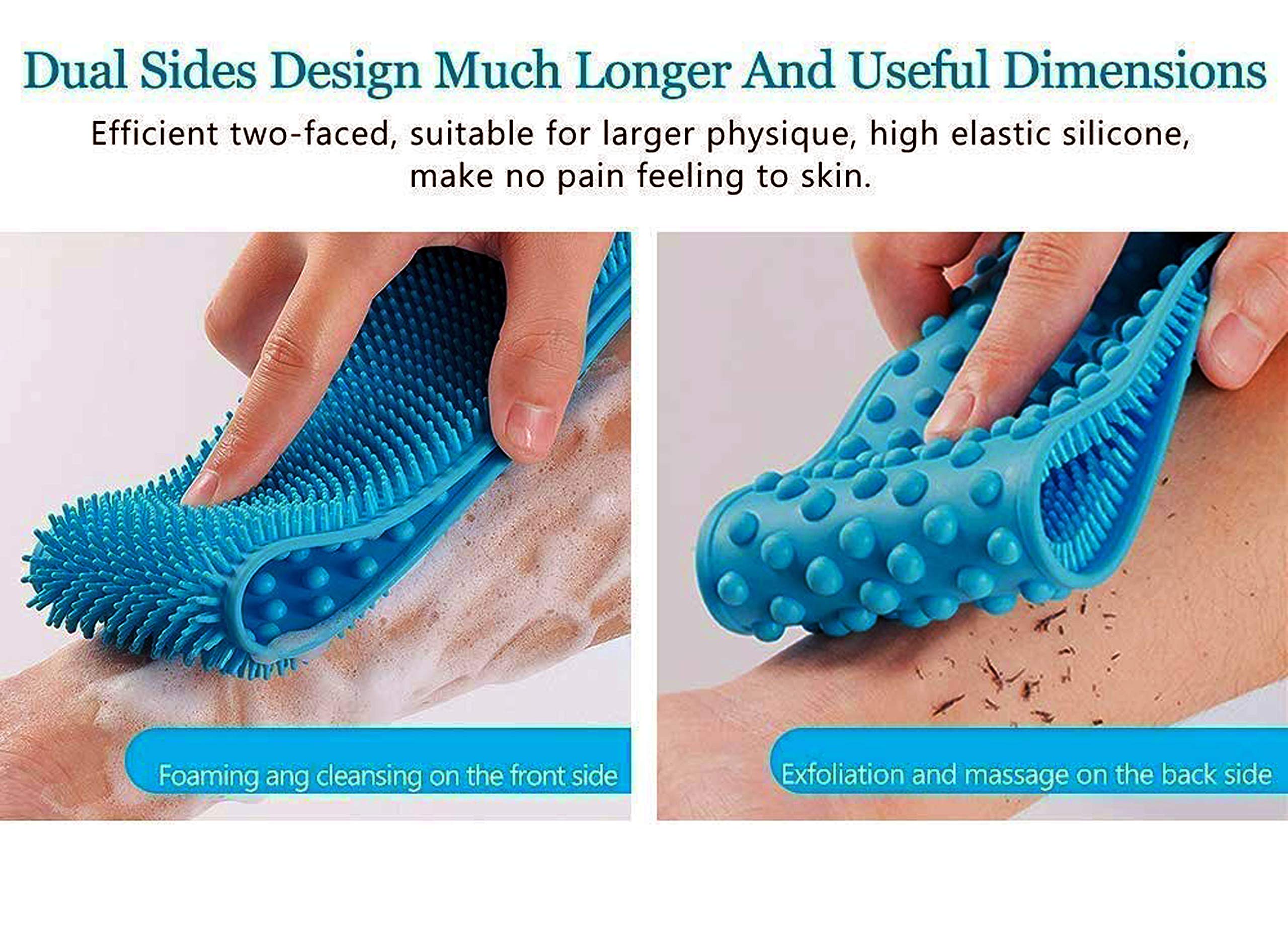 Oramsa Silicone Bath Body Brush - Exfoliating Long Handle Back Scrubber for Shower with Soft Bristles, Improves Blood Circulation & Skin Health for Men & Women | Perfect for Deep Cleansing, Dead Skin Removal & Spa-Like Experience at Home