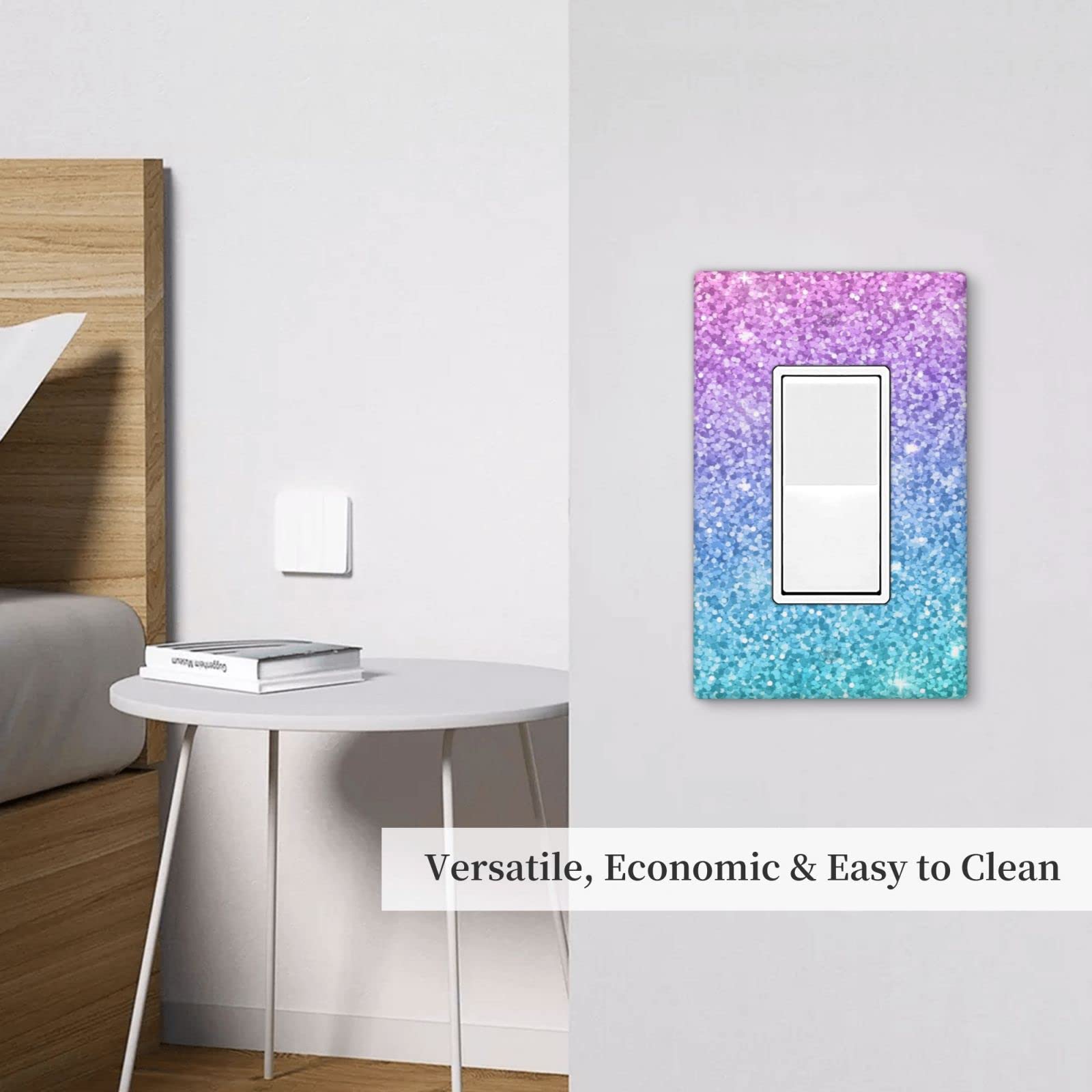 Pink and Blue Light Switch Cover - 1-Gang Wall Plate (1 Pack) - Decorative Electrical Outlet Cover for Bedroom, Living Room, and Home Decor