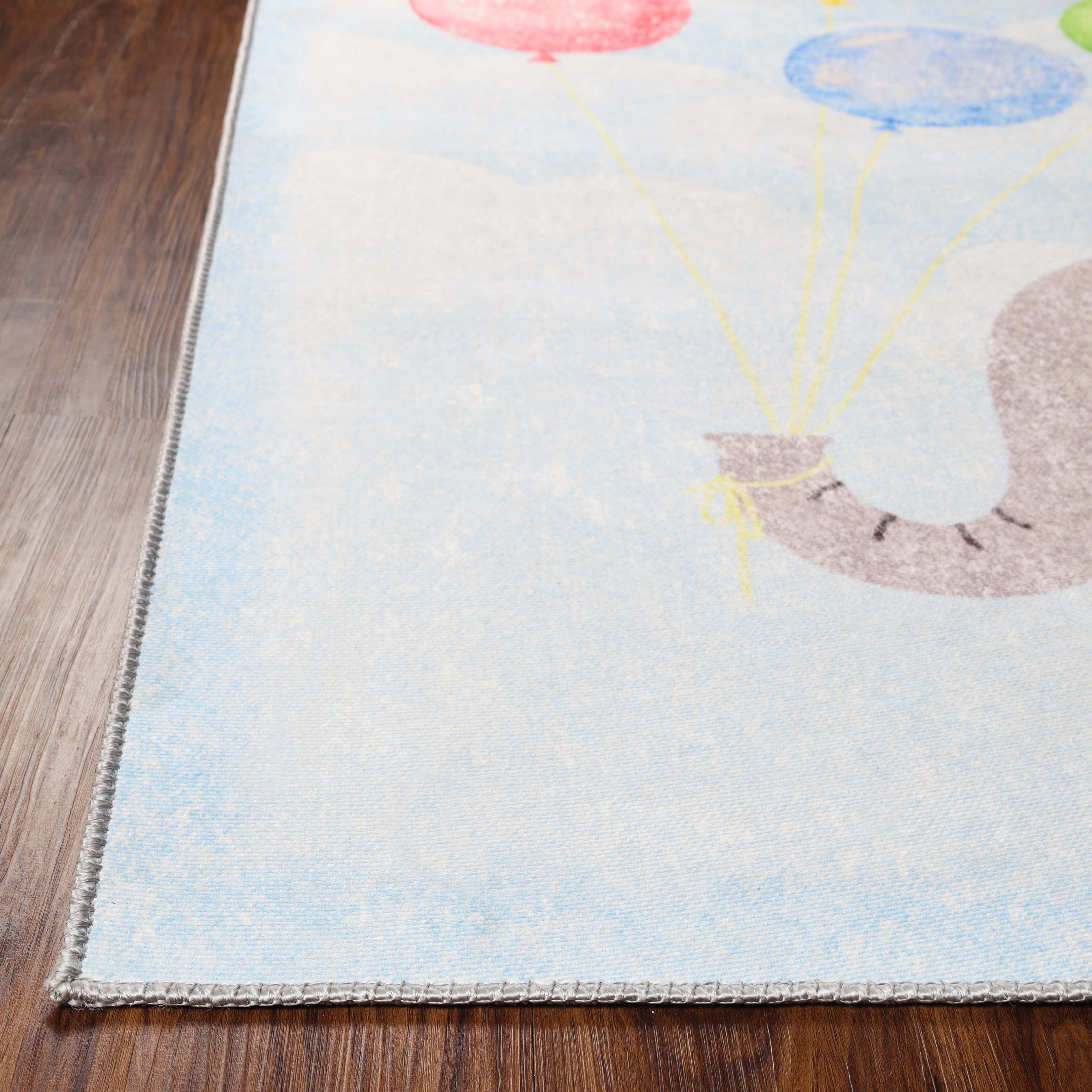 Vibrant Elephant Non-Slip Kids Playroom Rug - Soft & Safe Floor Mat for Nursery, Bedroom, and Play Areas