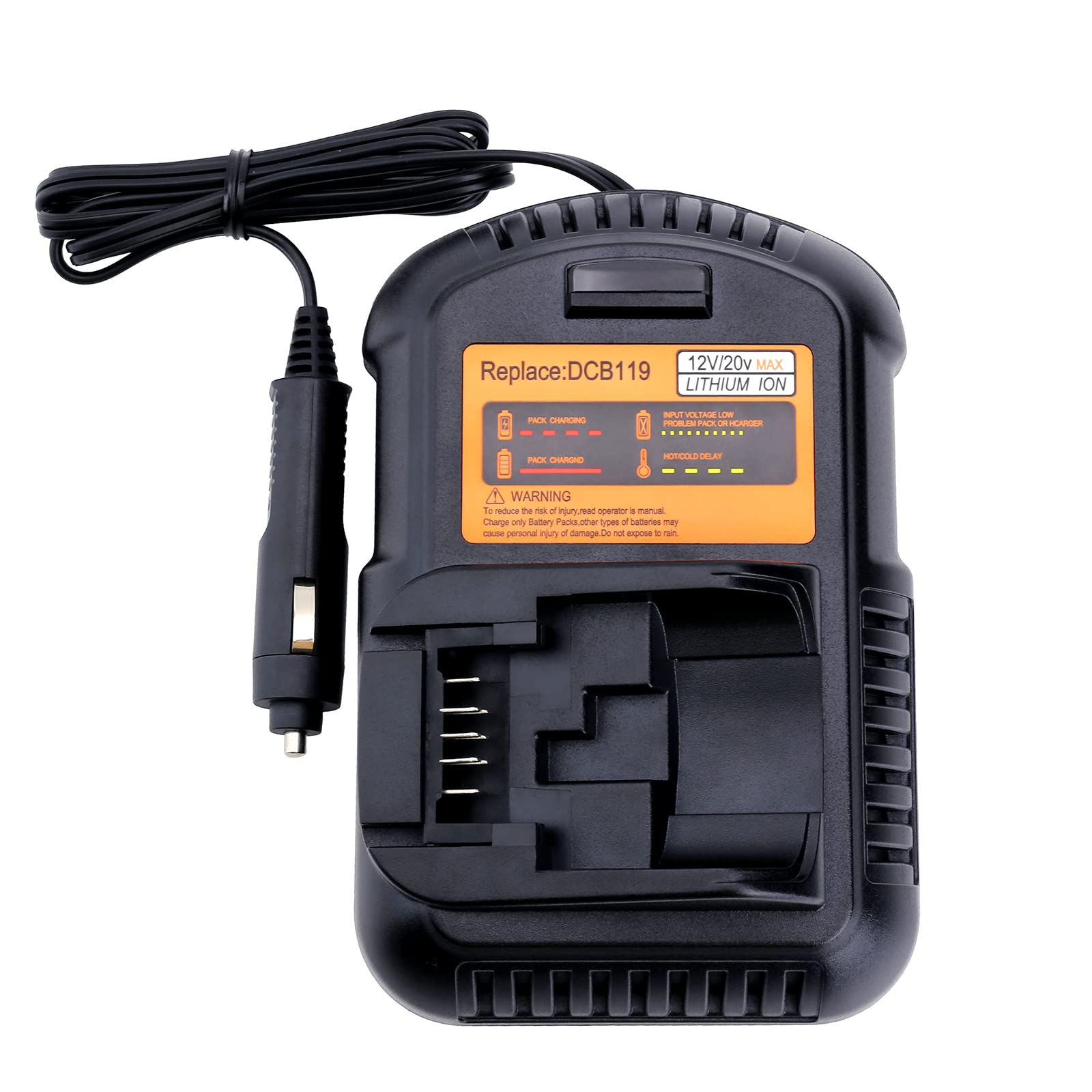 DCB119 12V/20V/60V MAX Lithium Ion Battery Charger - Compatible with DCB203, DCB201, DCB204, DCB206, DCB606, DCB609 & DCB120 - Fast Charging for Power Tools, Electric Vehicles & Outdoor Equipment - Perfect for DIY Projects, Car Maintenance & Camping Power Supply