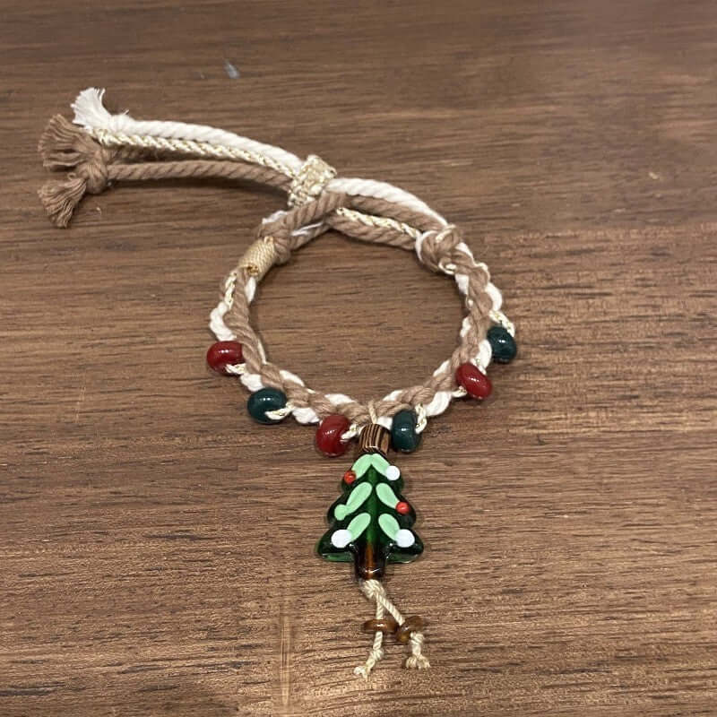Gingerbread Snowman Charm Cute Woven Braided Christmas Bracelet | Holiday Gift for Women, Girls | Perfect for Christmas Parties, Festive Outfits & Winter Accessories