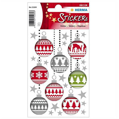 Christmas Tree Ball Stickers - 15269 Pack - Holiday Decoration Stickers for DIY Crafts, Scrapbooking & Gift Wrapping