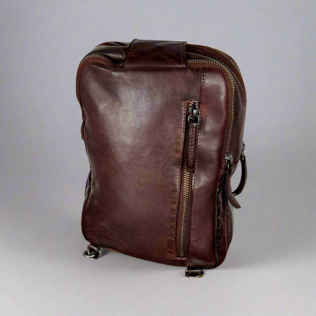 Premium MET Leather Chest Front Bag & Backpack - Crossbody Sling Bag for Hiking, Travel & Everyday Use - Durable & Stylish Unisex Design