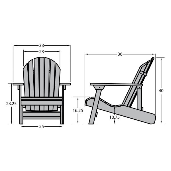 King Hamilton Folding & Reclining Adirondack Outdoor Chair - Patio, Lawn, Garden & Poolside Relaxation - Weather-Resistant Comfort for Backyard, Deck & Camping