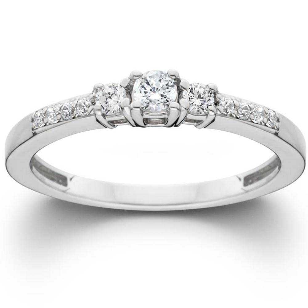1/2 Carat Three Stone Round Diamond Engagement Ring in 14K White Gold - Perfect for Proposals, Anniversaries & Special Occasions