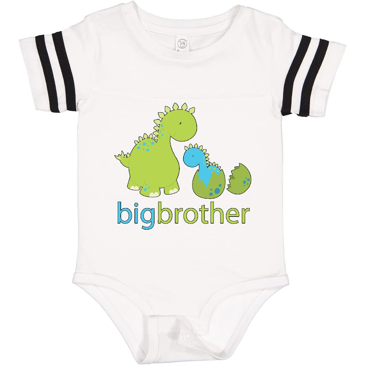 Inktastic Happy Dinosaur Big Brother Baby Bodysuit - Cute Dinosaur Print Newborn Onesie for Sibling Announcement, Baby Shower Gift & Family Photo Outfit