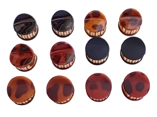 Women's Small Hair Claw Clips - 12 Pack Black & Brown Shine & Matte Hair Clips for Women & Girls - Perfect for Ponytails, Buns & Everyday Hairstyles
