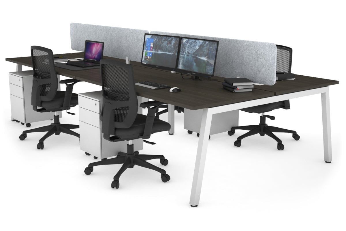 Quadro 4-Person Office Workstation Desk - 1200L x 800W with Cable Management Scallop - Perfect for Collaborative Workspaces, Team Meetings & Open Office Environments