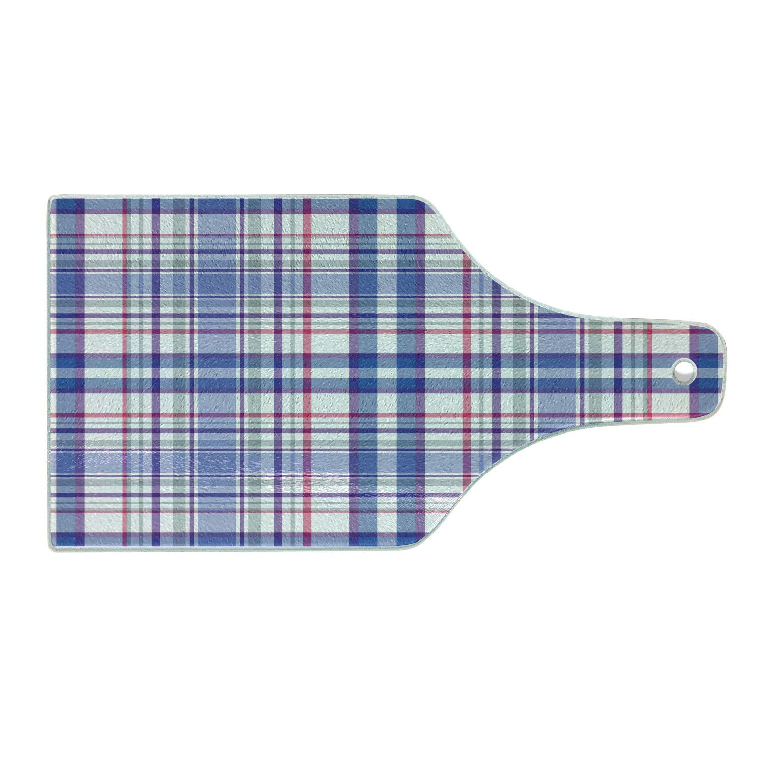 Ambesonne Vintage Checkered Cutting Board - Tempered Glass Kitchen Serving Board with Country Picnic Pattern in Violet, Blue, White & Pink | Perfect for Charcuterie, Cheese Display & Wine Pairing