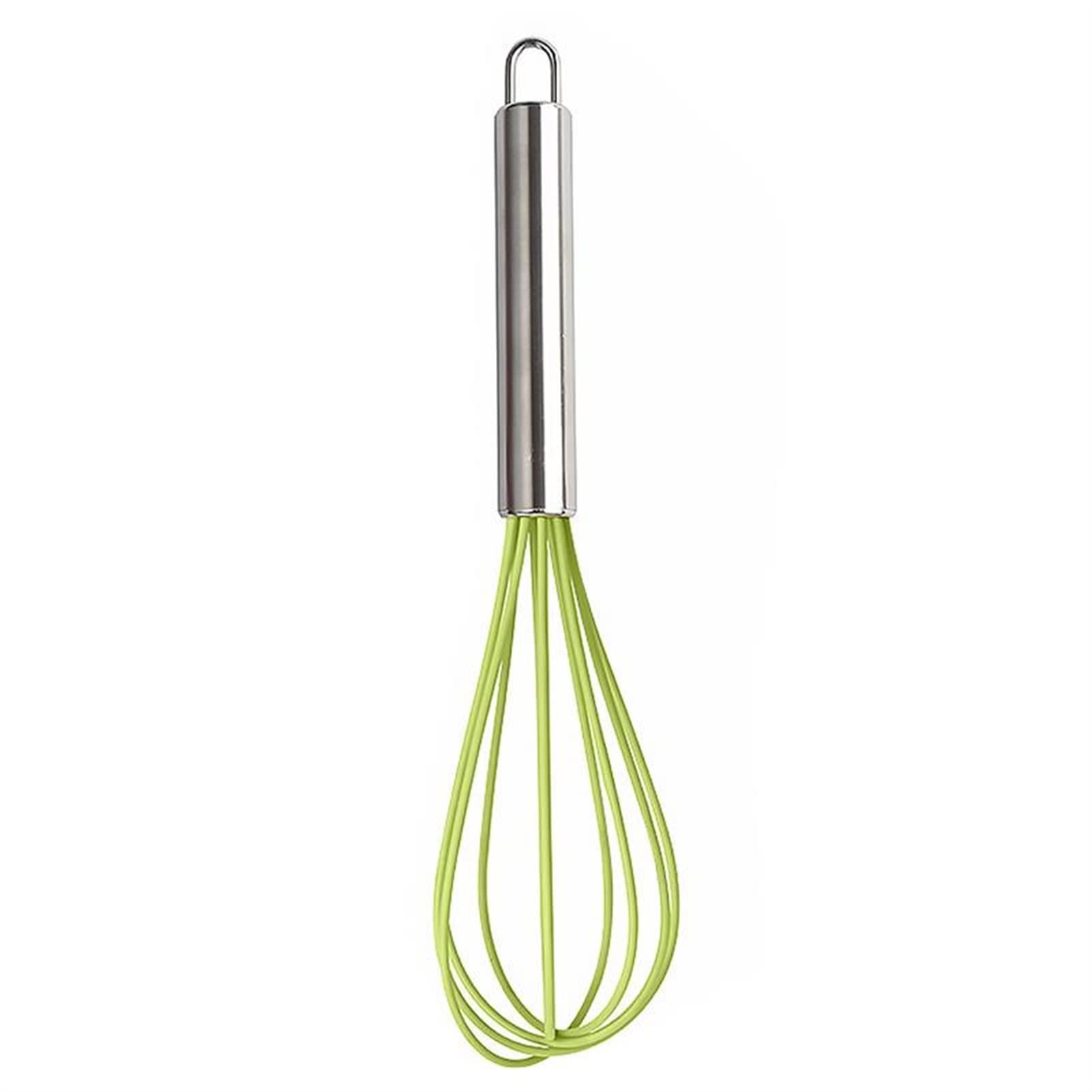 Green Silicone Whisk with Steel Handle - Perfect for Baking & Mixing Dough