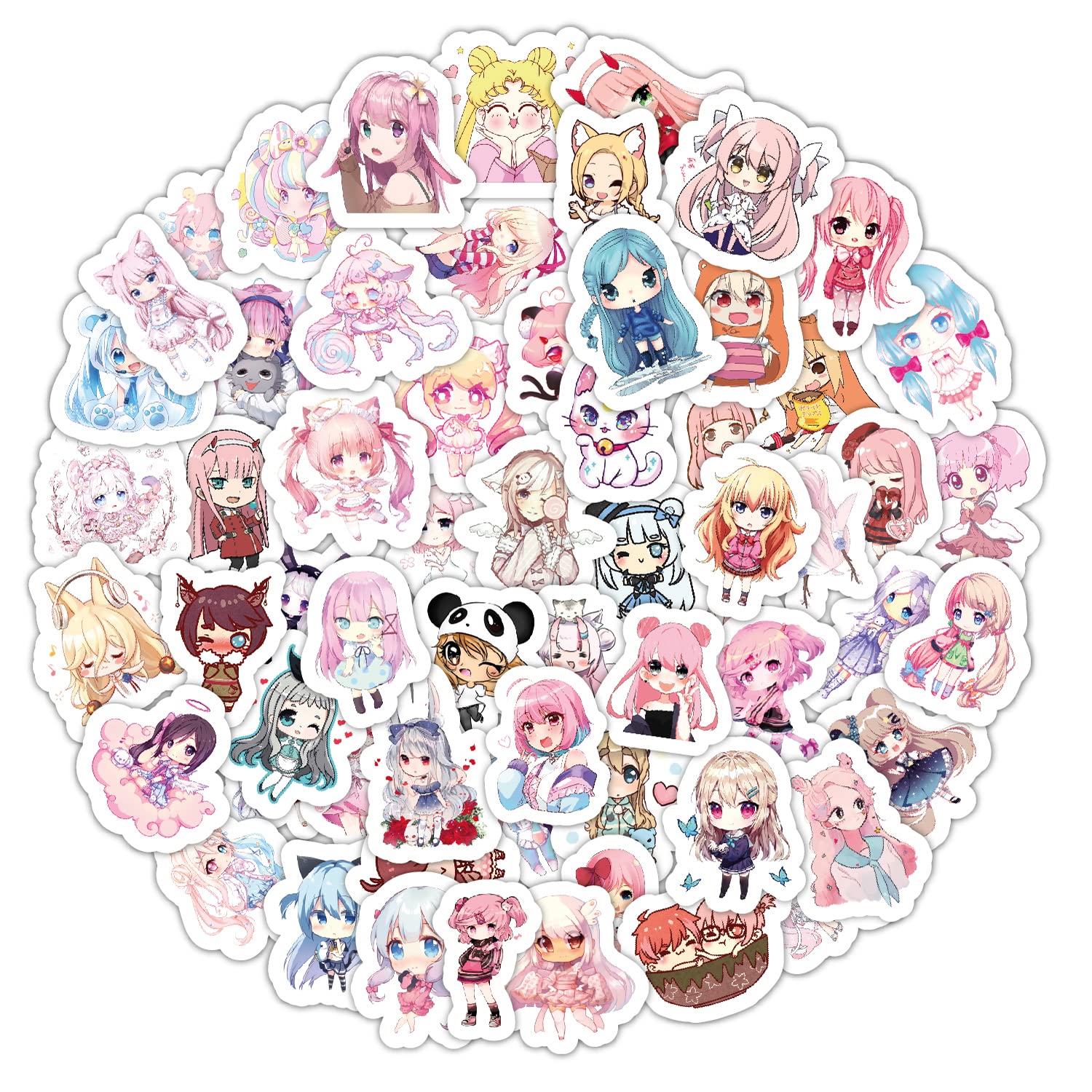 BulbaCraft Kawaii Anime Girl Stickers Set - Cute Japanese Cartoon Decals for Water Bottles, Laptops, Journals & Scrapbooks - Pink Manga Stickers for Teens & Adults - Perfect for DIY Crafts, School Supplies & Gift Giving