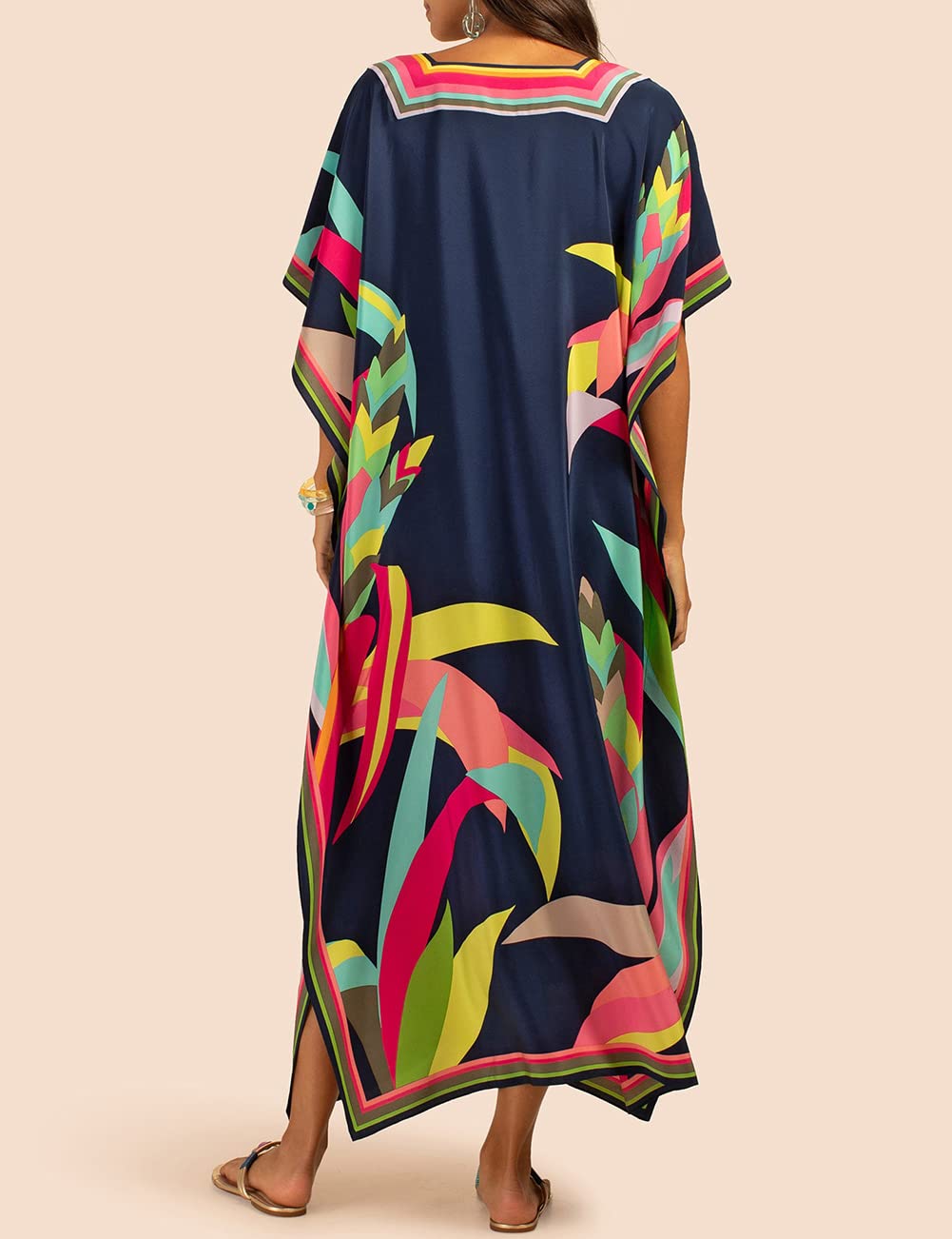 Bsubseach Women's Plus Size Kaftan Dress 2025 - Flowy Beach Cover Up, Swimsuit Cover, Resort Wear & Boho Caftan for Summer Vacation, Pool Party & Tropical Getaway