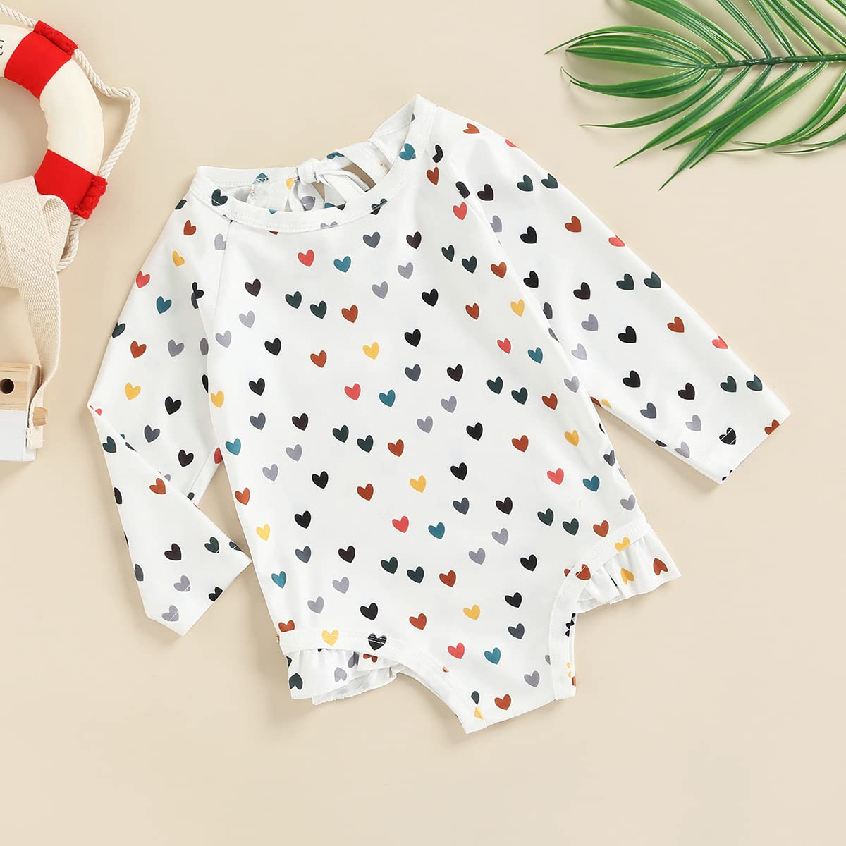MERSARIPHY Toddler Baby Girl Long Sleeve One-Piece Swimsuit - UPF 50+ Sun Protection Rash Guard Bathing Suit for Beach, Pool & Water Play