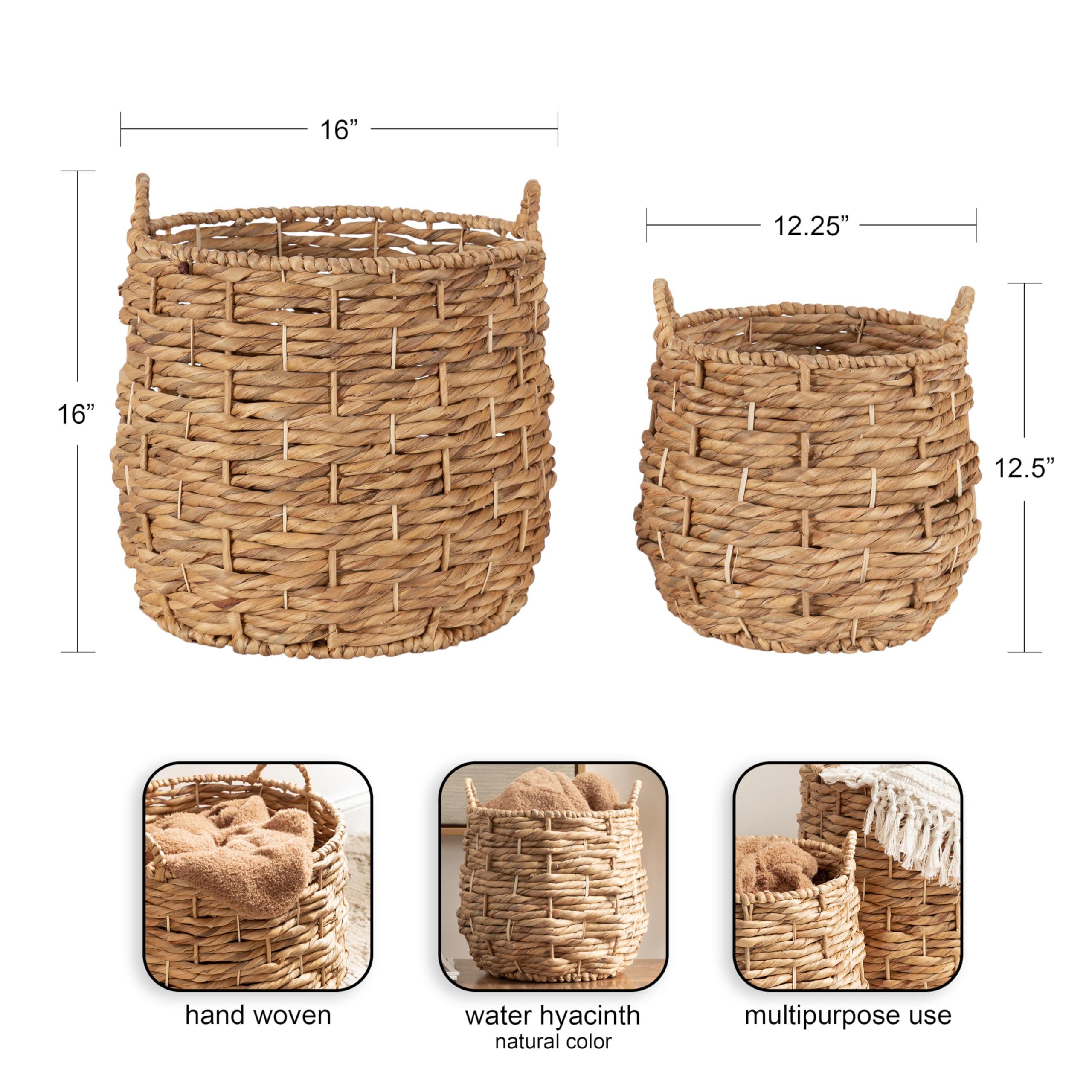 Kate & Laurel Livia Modern 2-Piece Woven Basket Set - 16