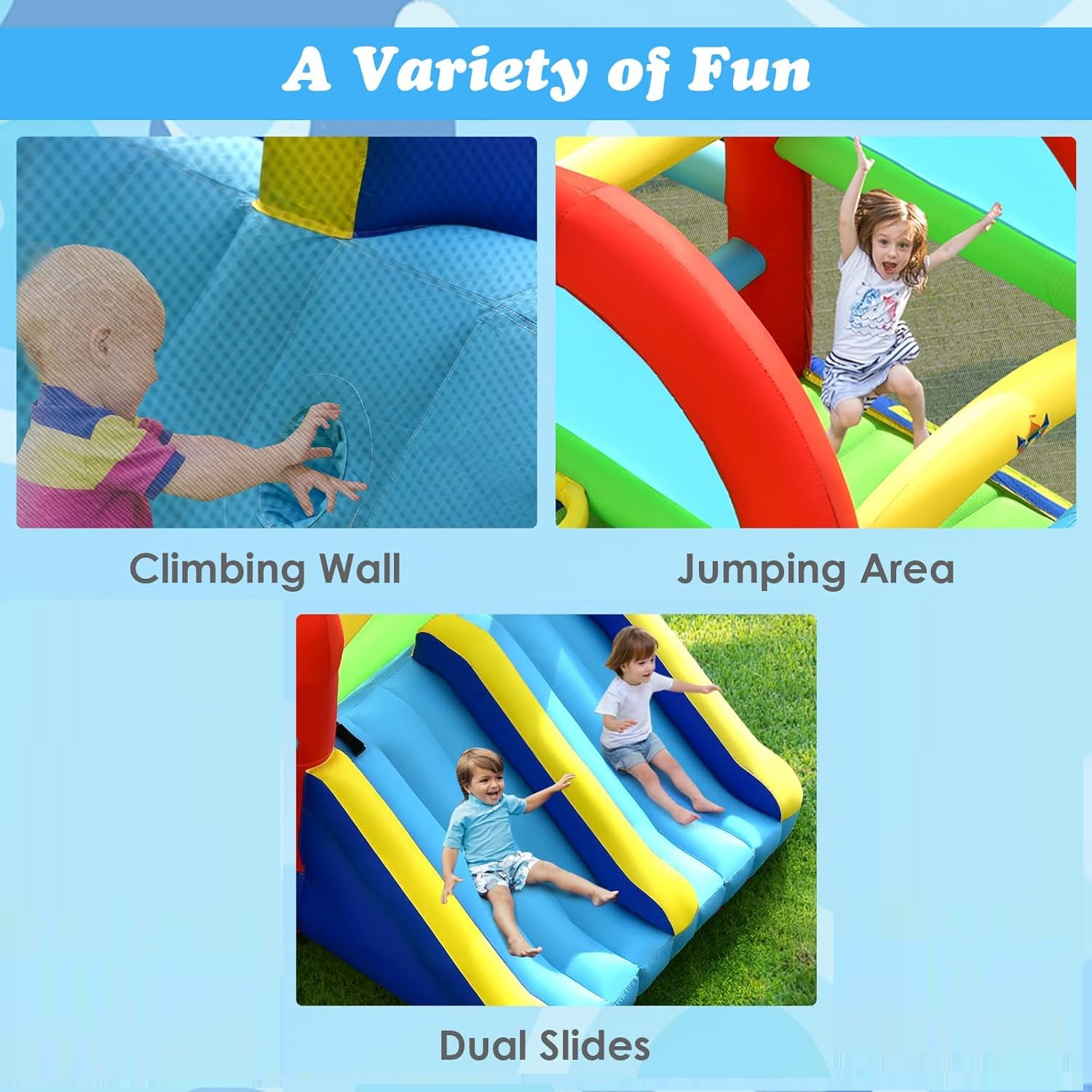 BOUNTECH Inflatable Bounce House with Ball Pit - Kids Indoor/Outdoor Playhouse with Canopy & Obstacles - Includes GFCI Blower - Perfect for Birthday Parties, Park Playdates & Backyard Fun - Toddler Safe Bouncy Castle Gift for Boys & Girls