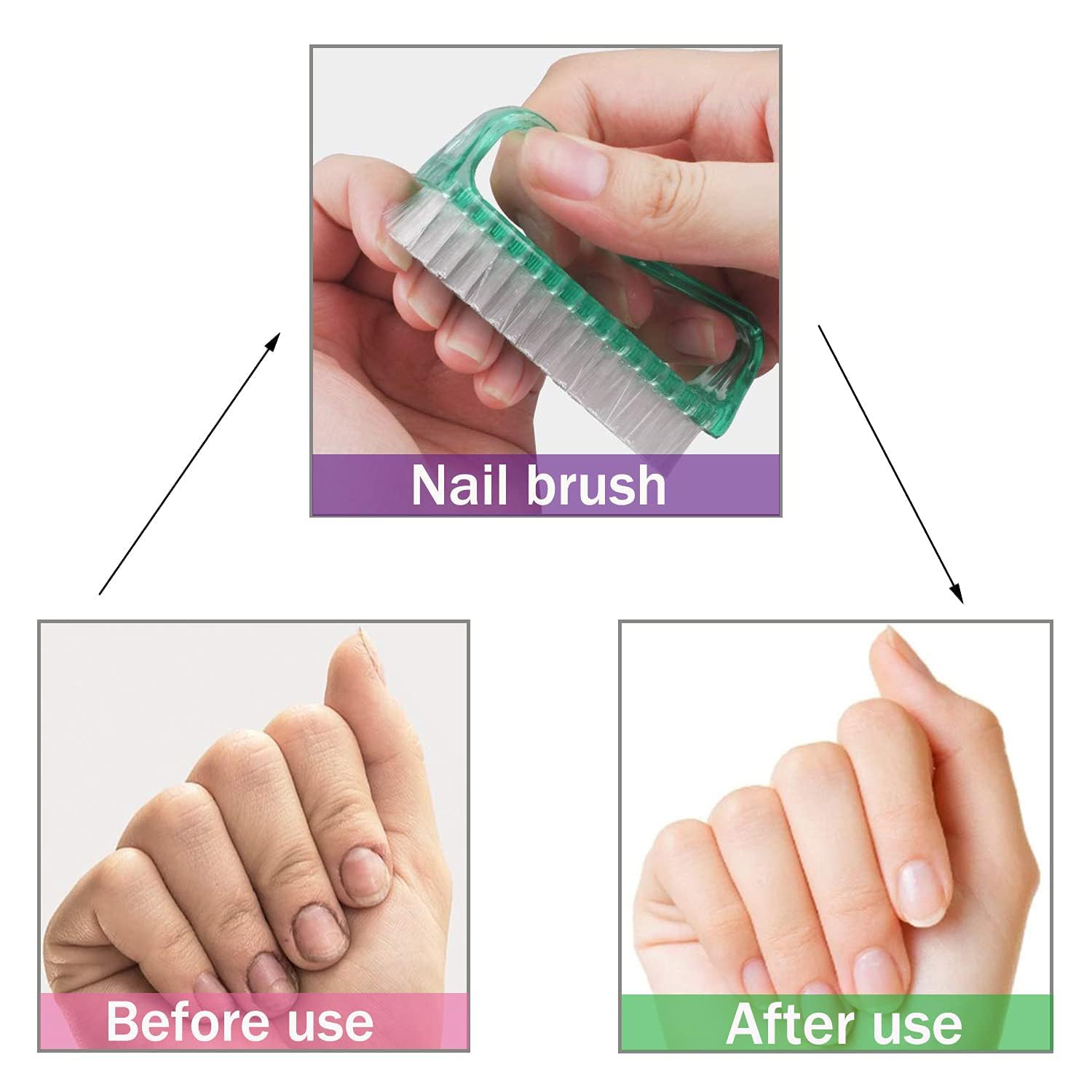 HUNCHA Heavy Duty Nail Brush for Cleaning & Scrubbing - Stiff Bristle Toe & Finger Nail Brush for Pedicure & Manicure - Travel-Friendly with Ergonomic Grip - Pack of 2 (Random Colors) - Perfect for Home Spa, Travel & Salon Use
