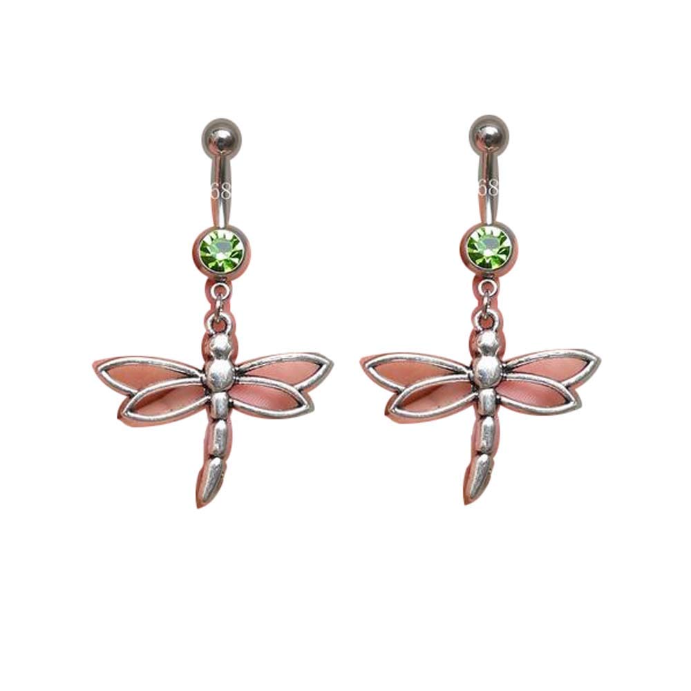 2pcs Dragonfly Belly Ring - Stainless Steel Navel Piercing Jewelry for Yoga & Meditation - Spiritual Belly Button Ring for Women - Perfect for Yoga Studios, Beach Wear & Festival Outfits