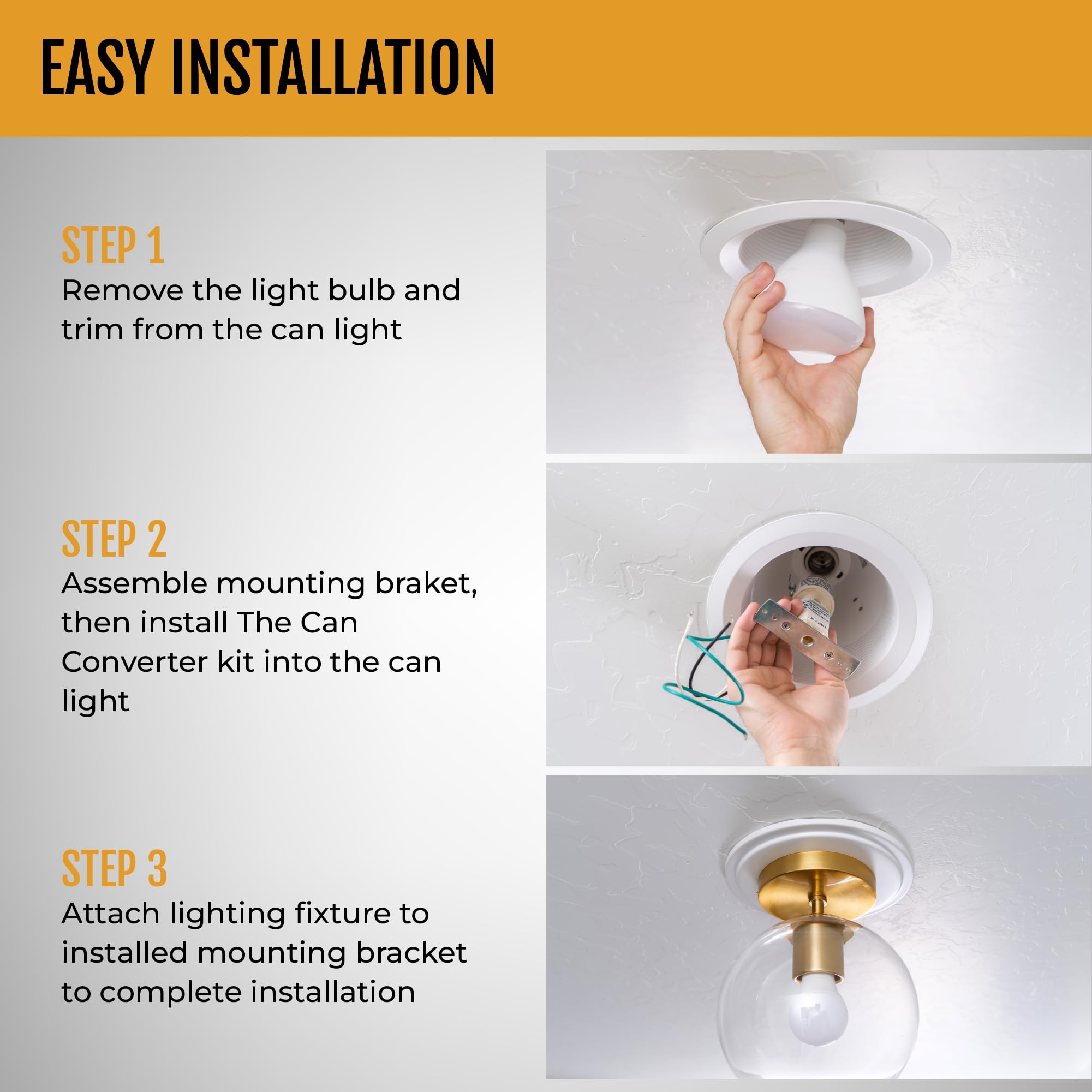 Recessed Can Light Conversion Kit - Gold, for Ceiling & Pendant Lights - Home Improvement